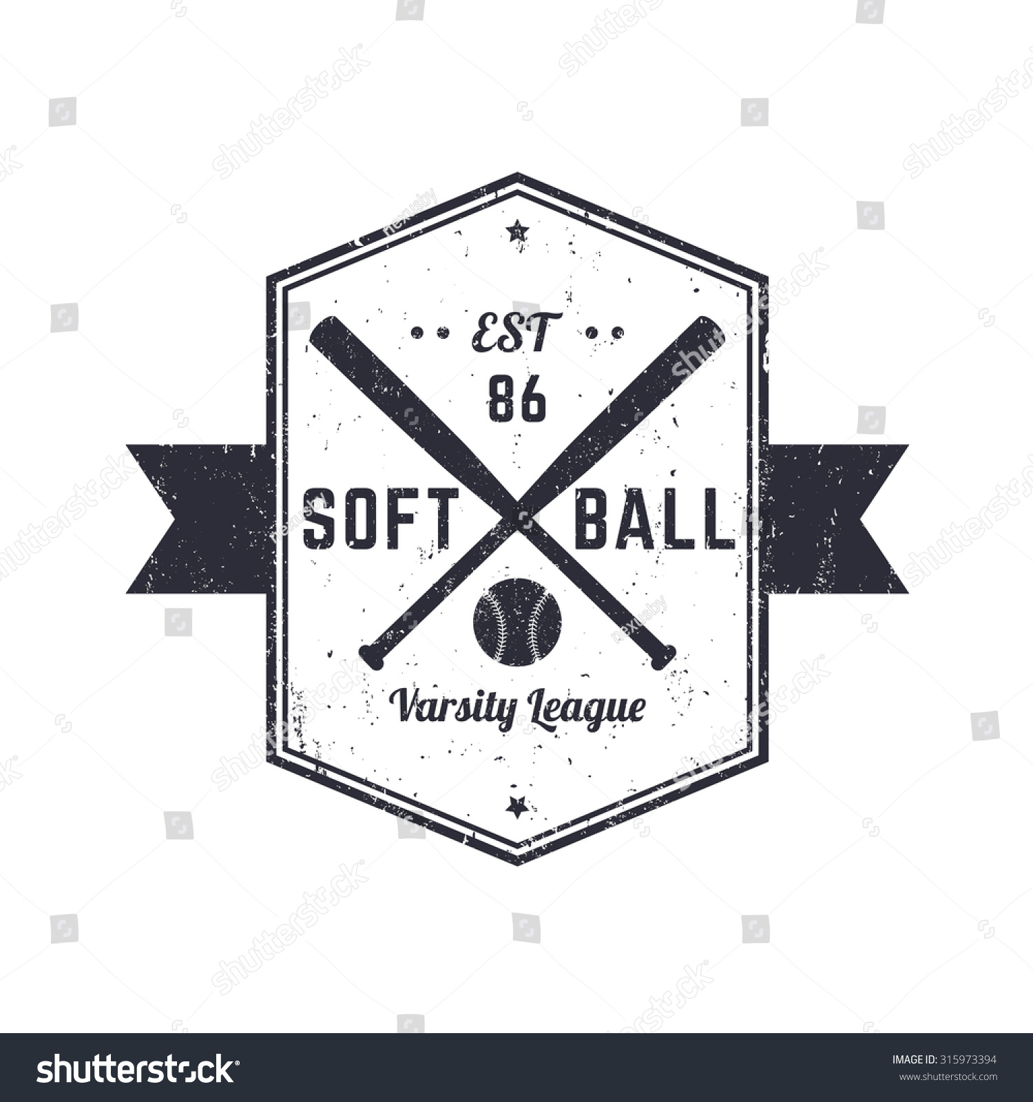 Softball Vintage Grunge Emblem, Logo, T-Shirt Design, Print, Vector ...