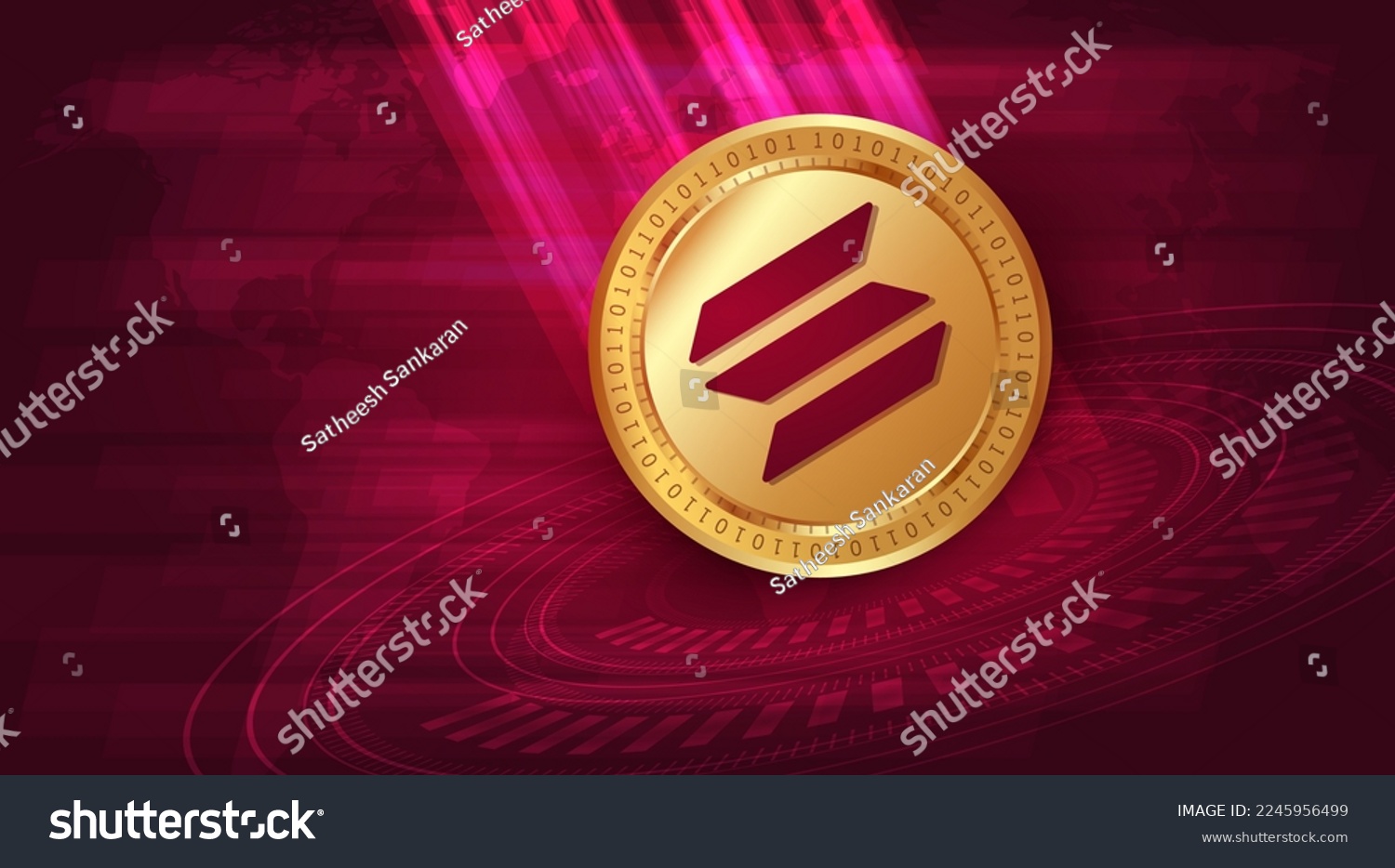 SVG of Solana (SOL) crypto currency banner and background svg