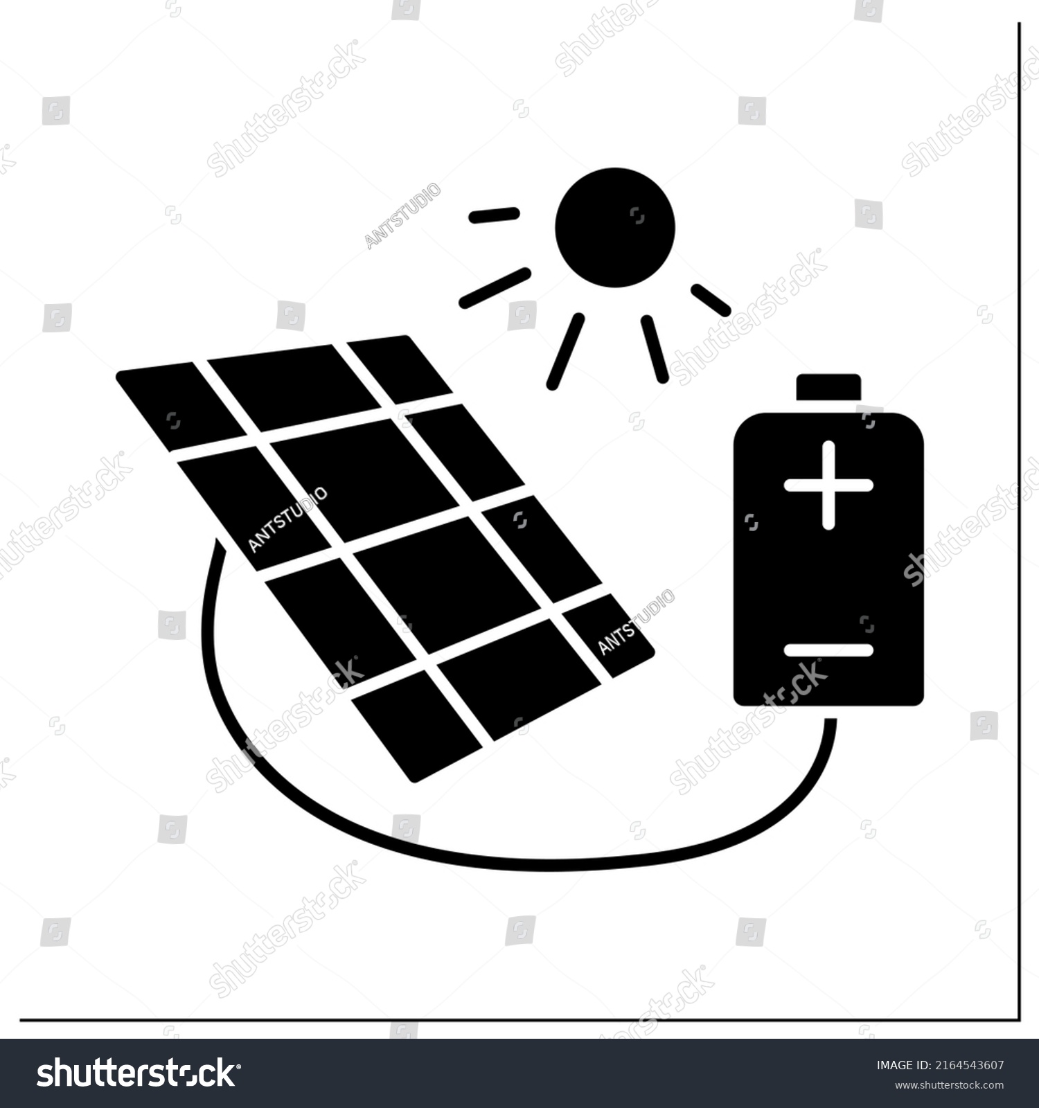 Solar Battery Glyph Icon Power Conversion Stock Vector (Royalty Free ...