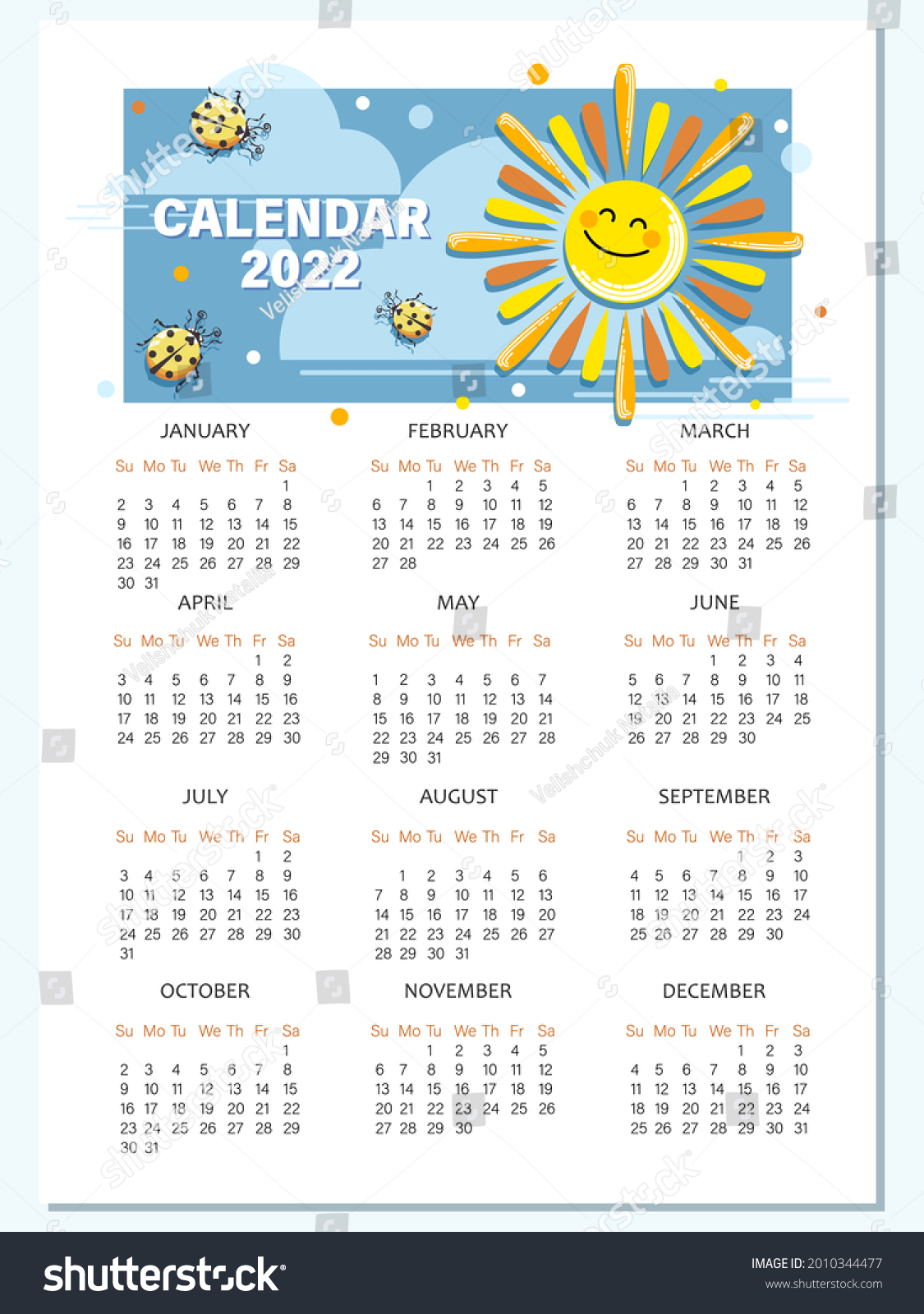 Free 2022 Cartoon Calendar Solar Calendar 2022 Calendar Template Cartoon Stock Vector (Royalty Free)  2010344477