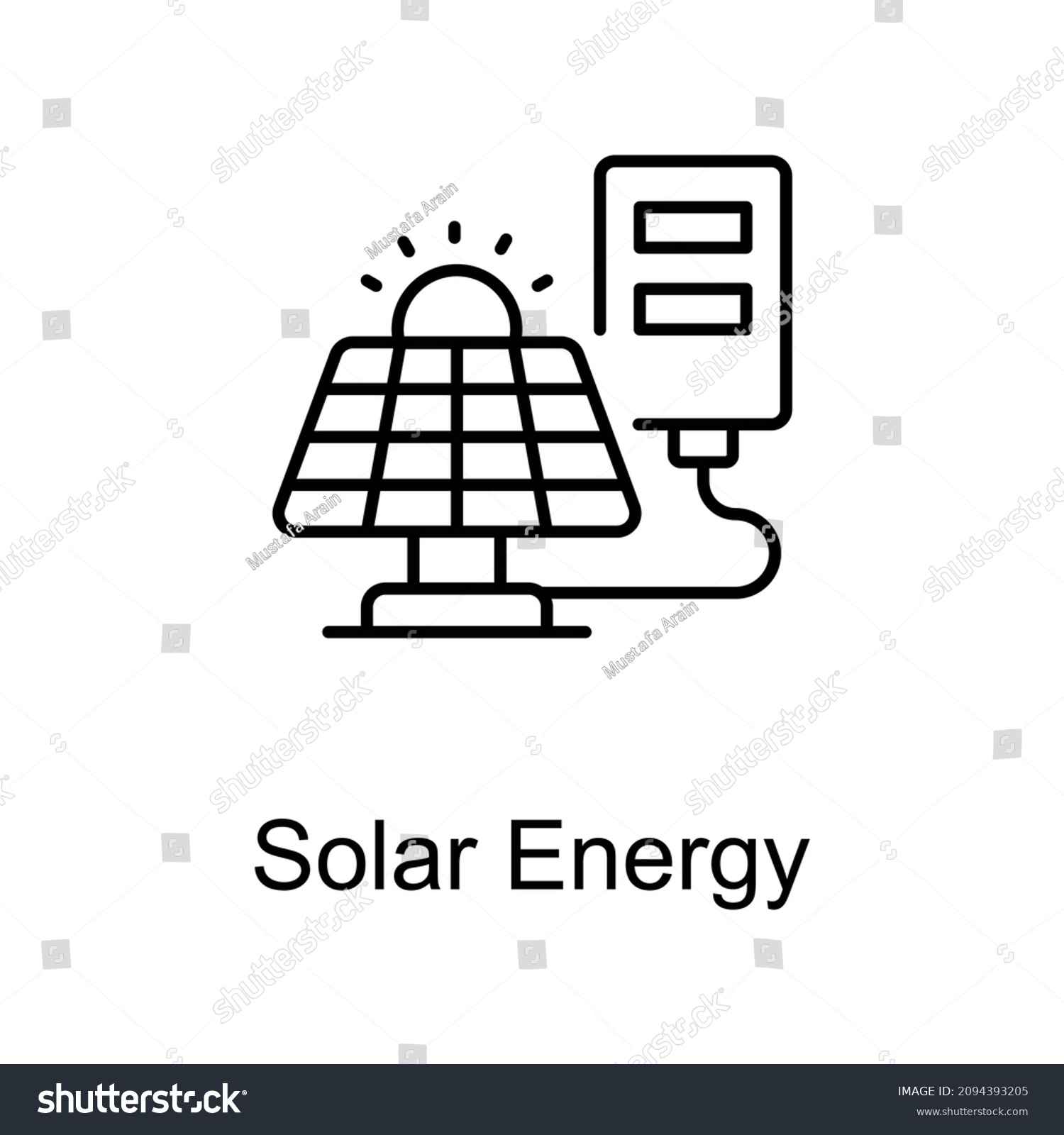 Solar Energy Vector Outline Icon Web Stock Vector (Royalty Free ...