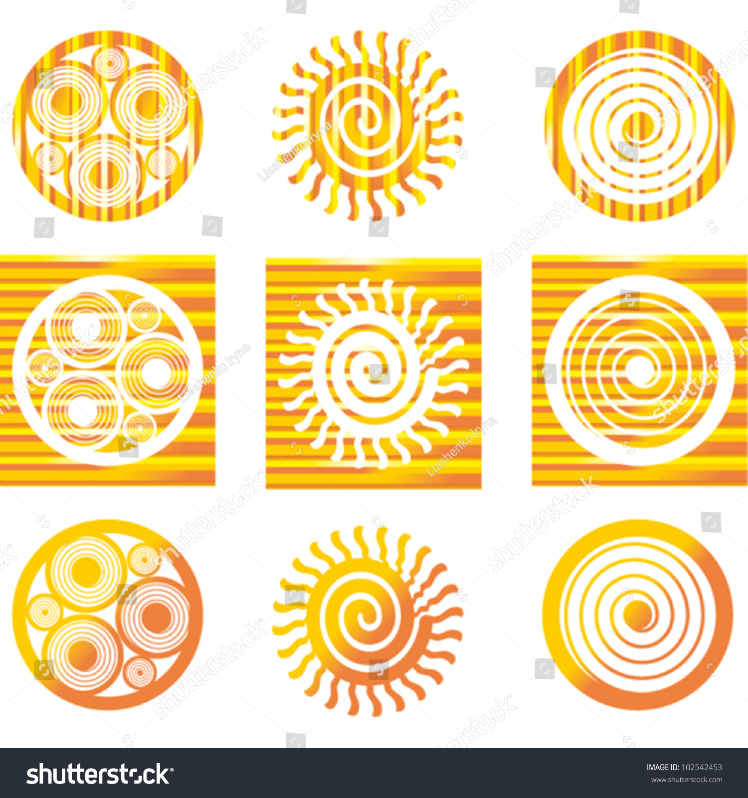 Solar Symbols Stock Vector (Royalty Free) 102542453 Shutterstock