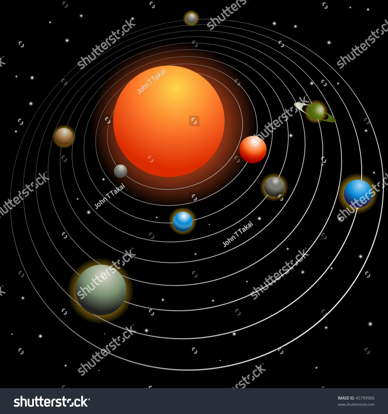 Solar System Image Isolated On A Black Background. Stock Vector ...