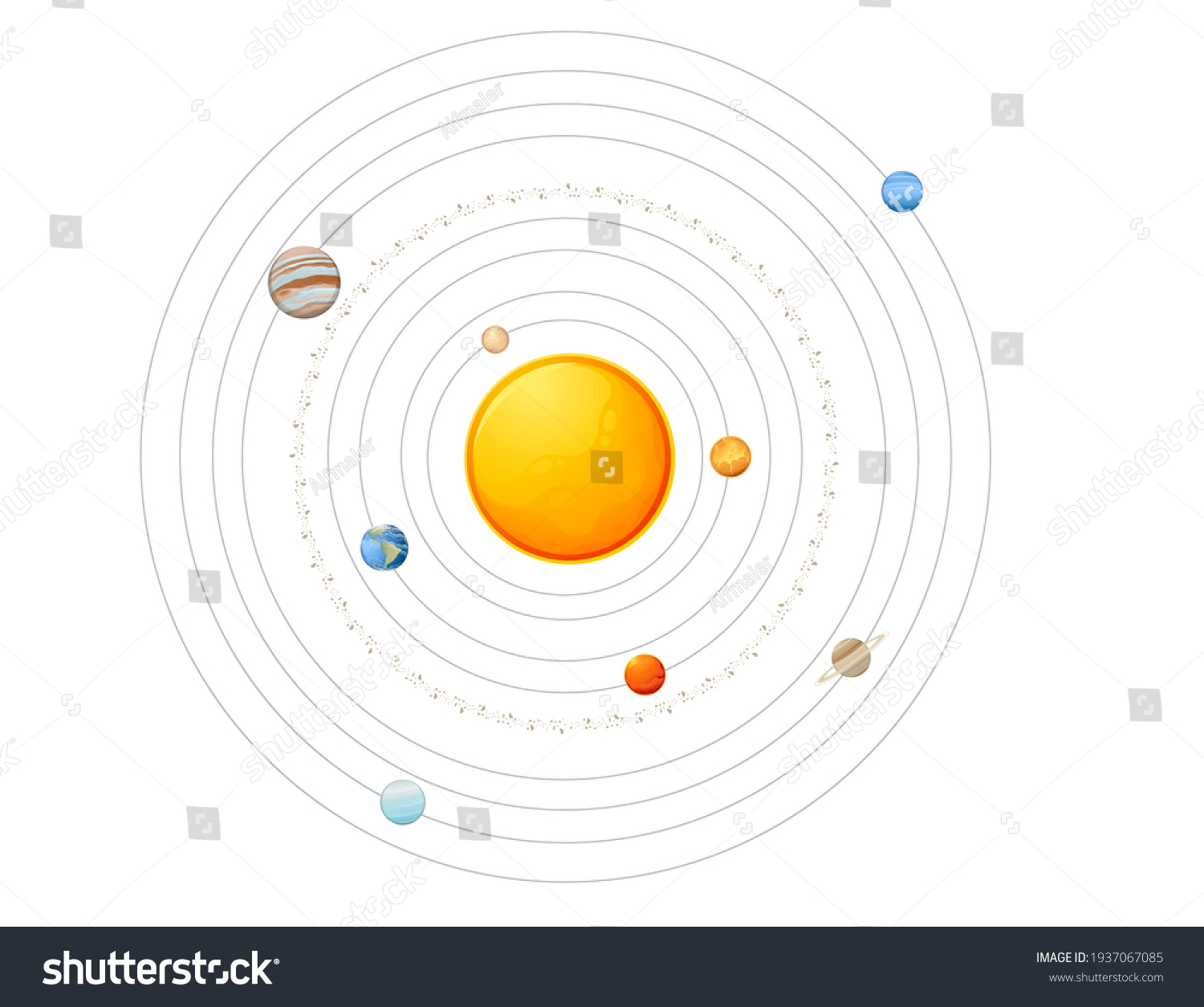 Solar System Model Sun Asteroid Belt Stock Vector (Royalty Free) 1937067085