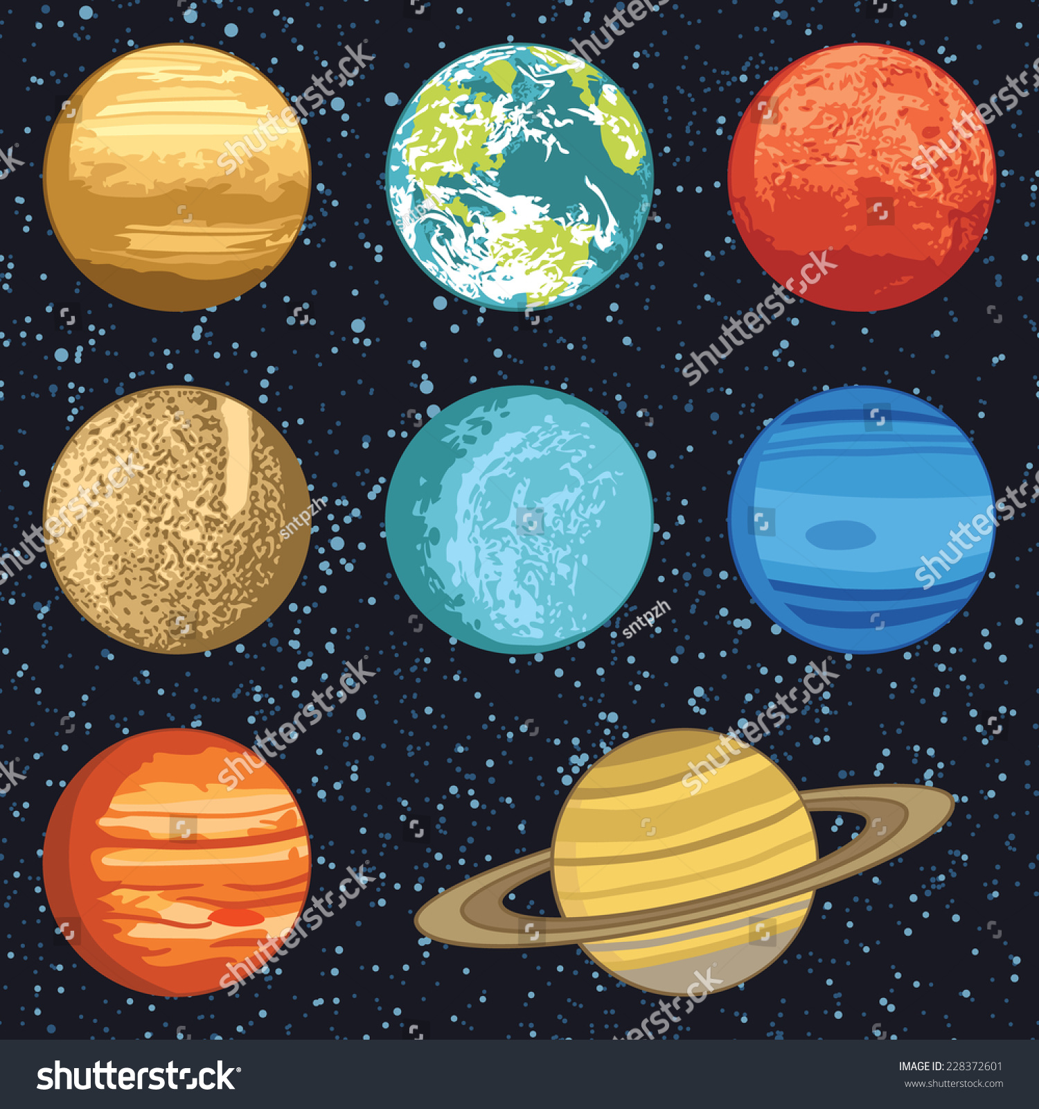 Solar System Planets Stock Vector 228372601 - Shutterstock