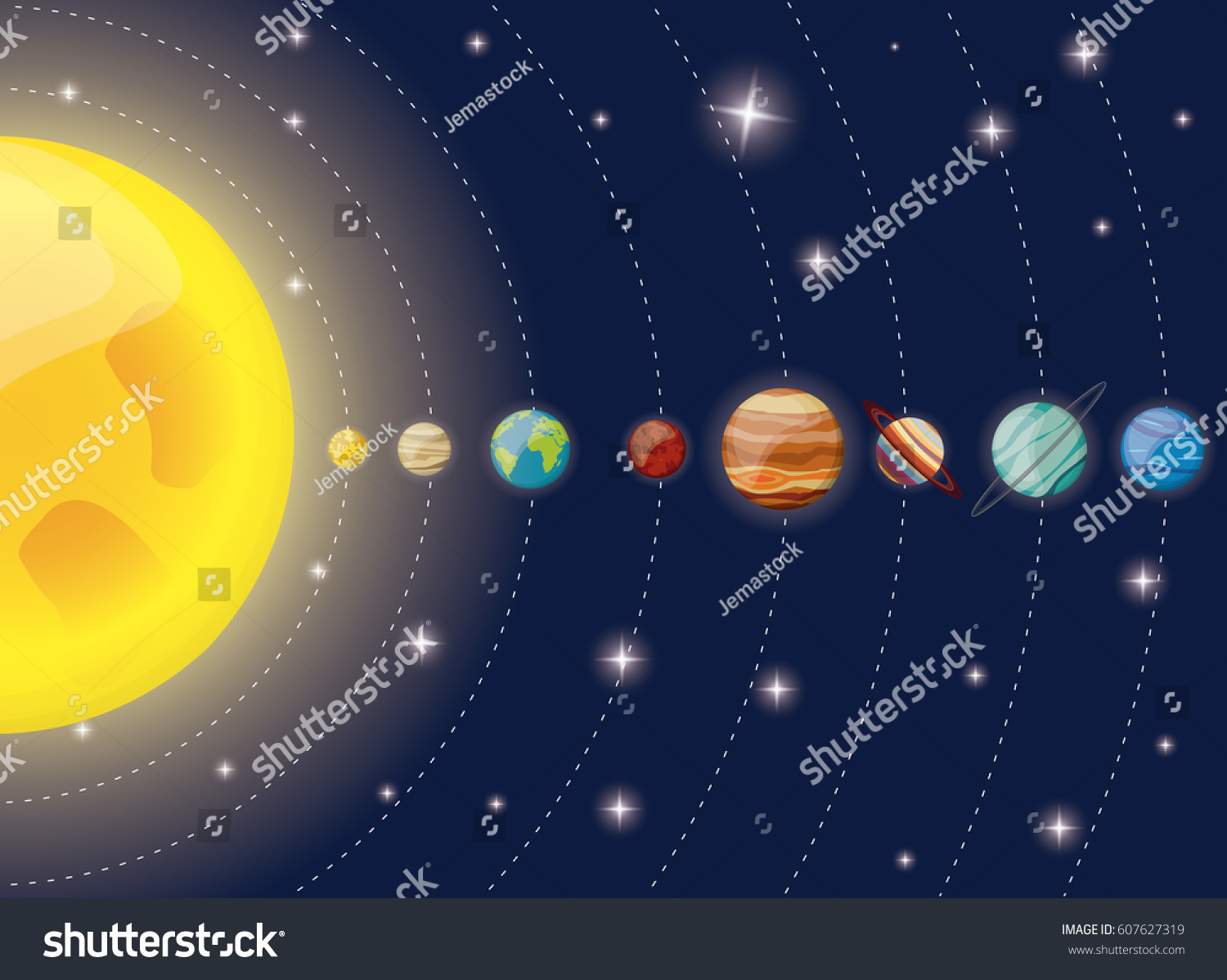 Solar System Planets Sun Diagram: เวกเตอร์สต็อก (ปลอดค่าลิขสิทธิ์ ...