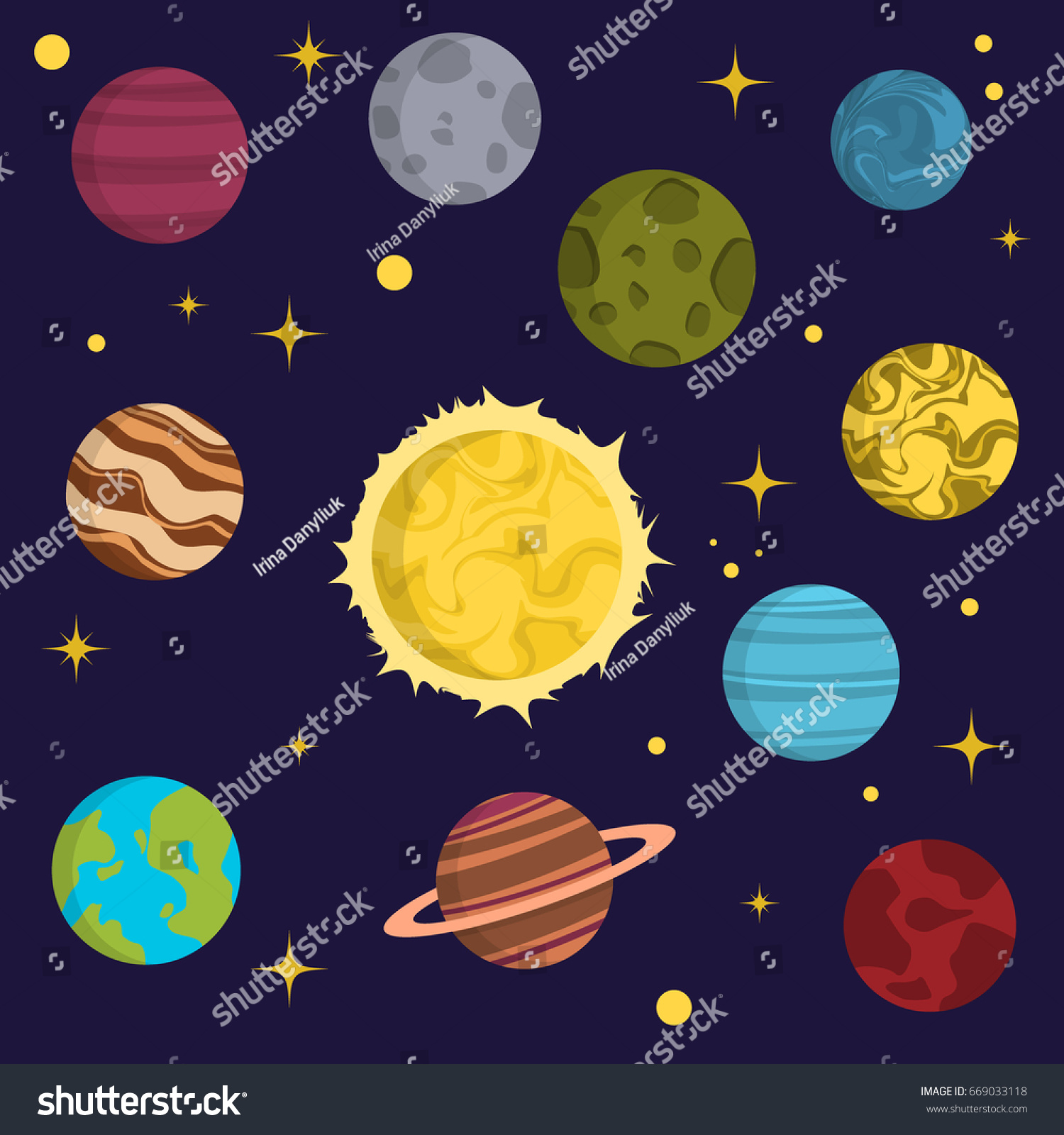 Solar System Space Planets Galaxy Earth Stock Vector 669033118 ...