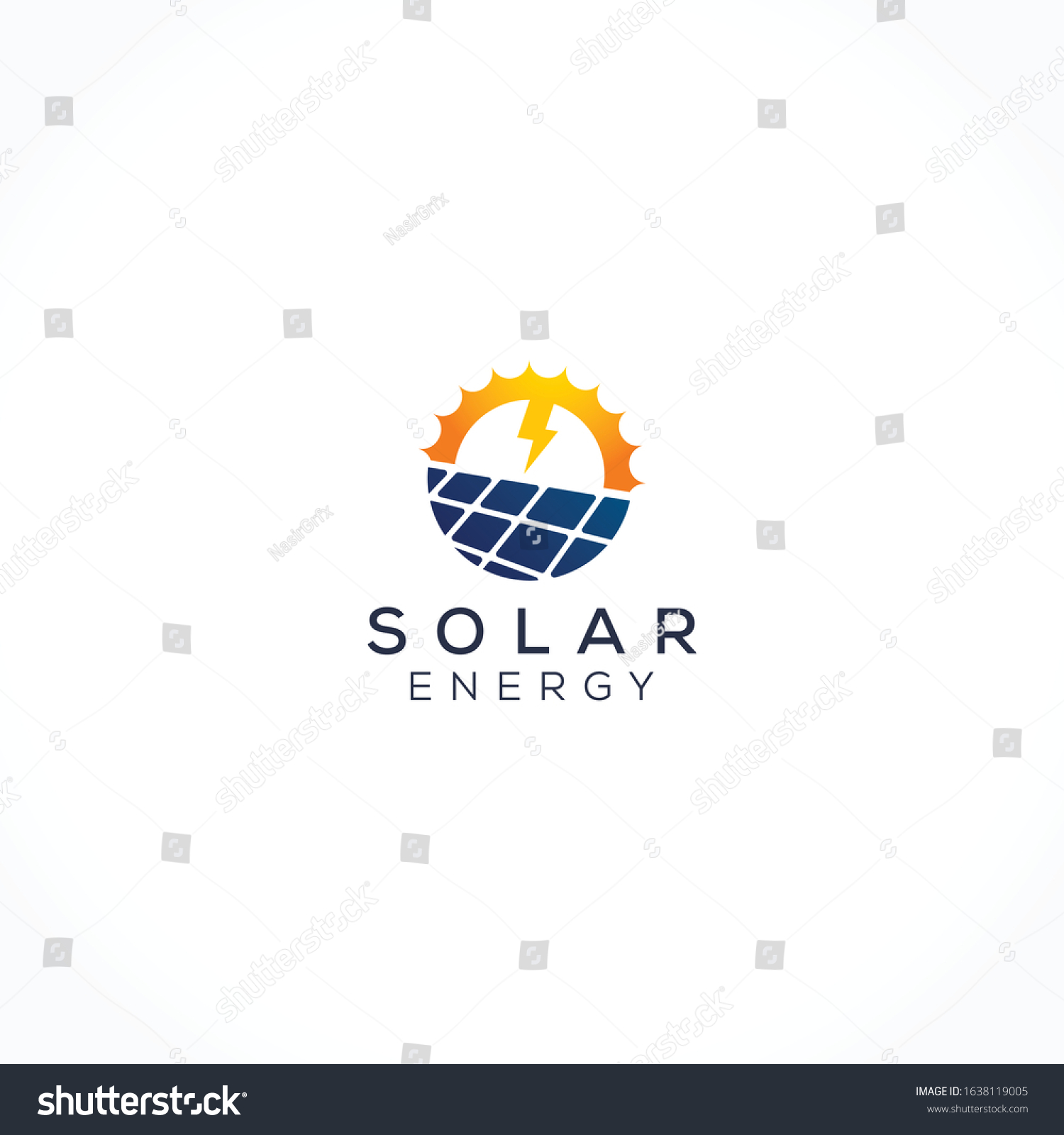 Solar Voltage Icon Sun Logo Stock Vector (Royalty Free) 1638119005