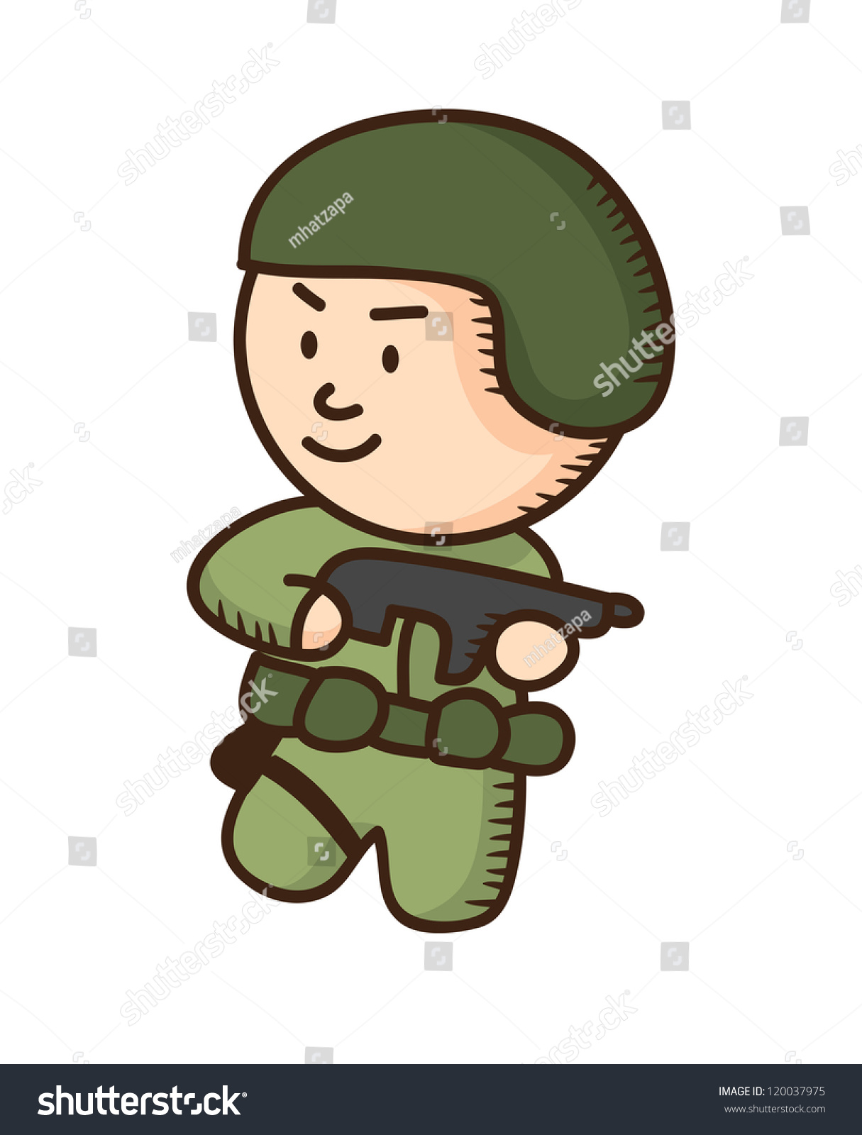 Soldier Holding Gun Cartoon Stock Vector 120037975 - Shutterstock