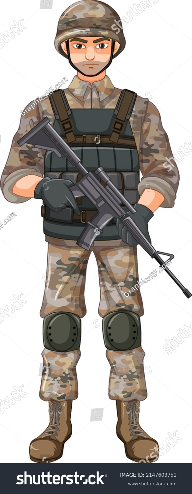 Soldier Uniform Cartoon Character Illustration Stock Vector (Royalty ...