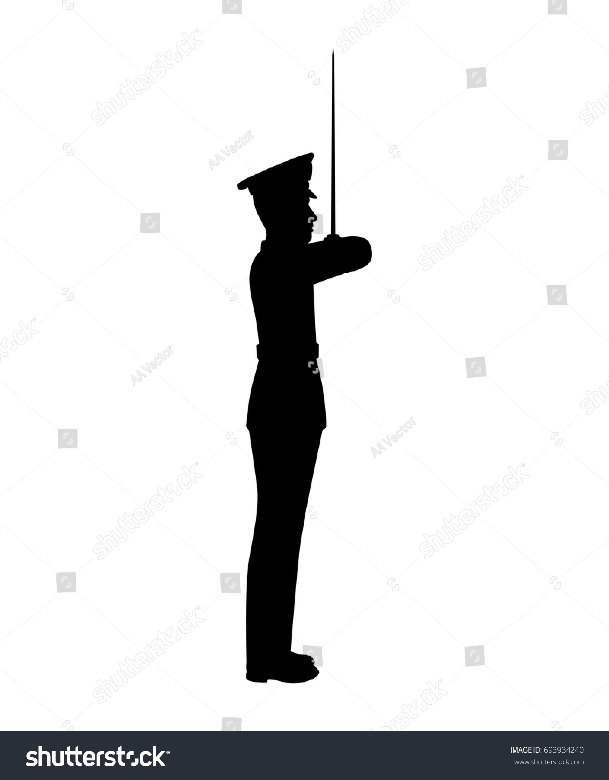 black soldier holding sword silhouette clip art preview