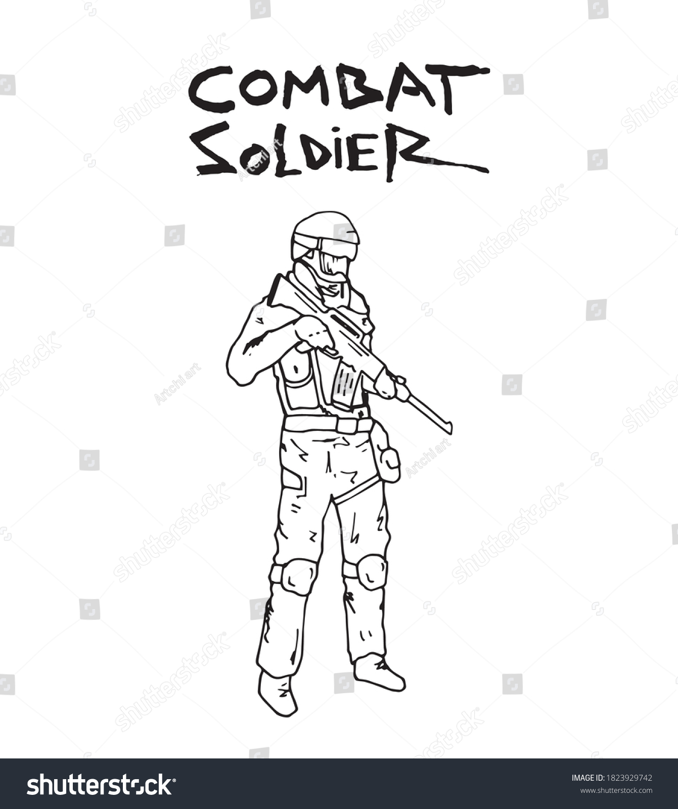 Soldier Standing Ready Combat Open Fire Stock Vector (Royalty Free ...