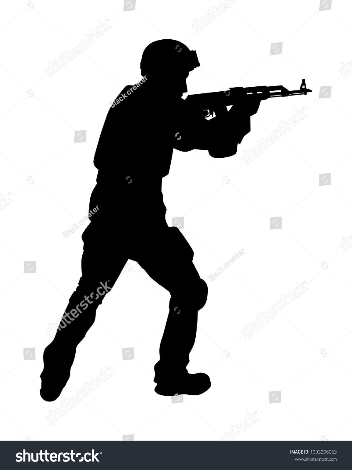 Soldier Ak47 Rifle Gun Hand Silhouette Stock Vector (Royalty Free ...