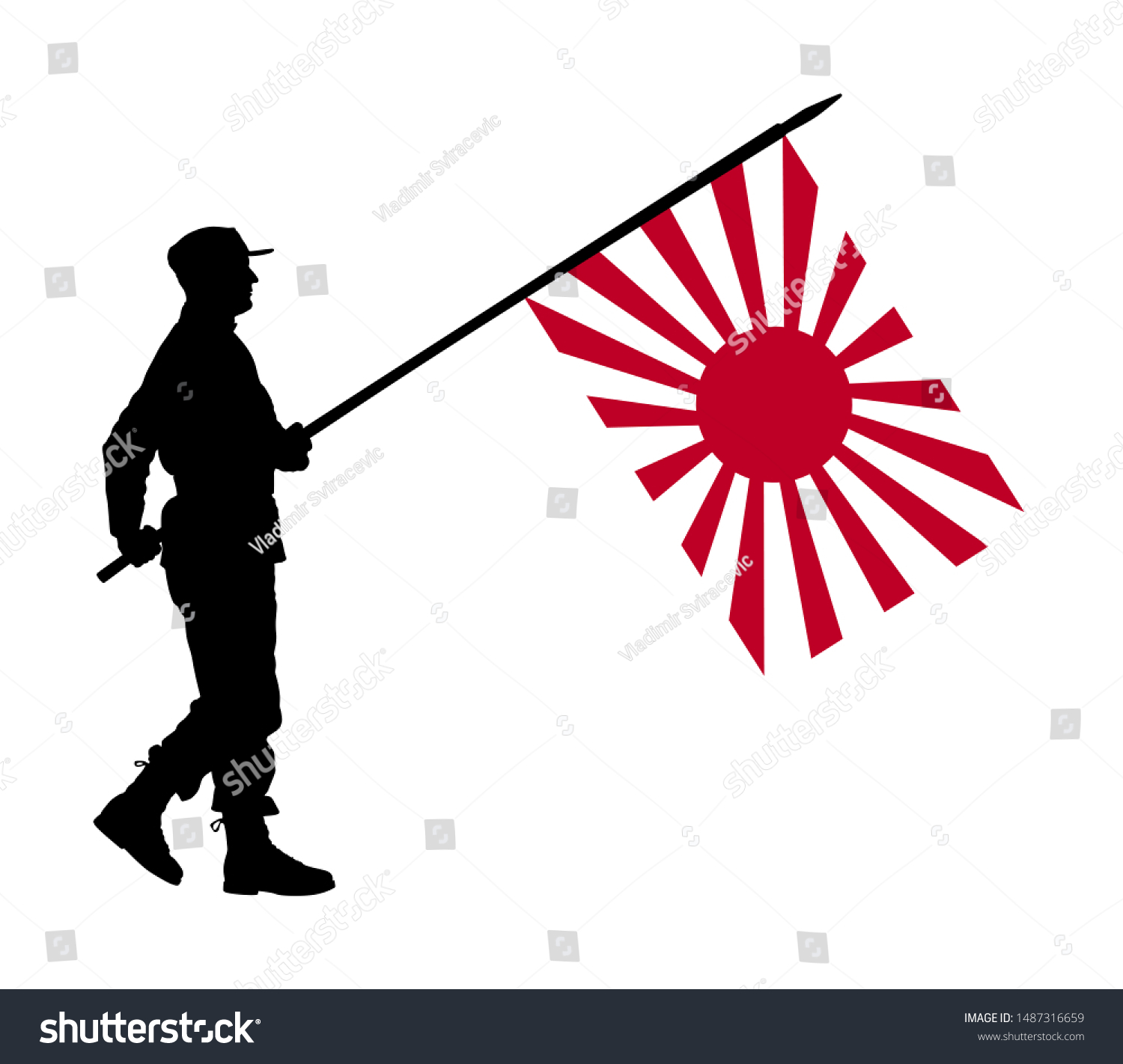 Soldier Imperial Japanese Army Flag Vector Stock Vector Royalty Free Shutterstock