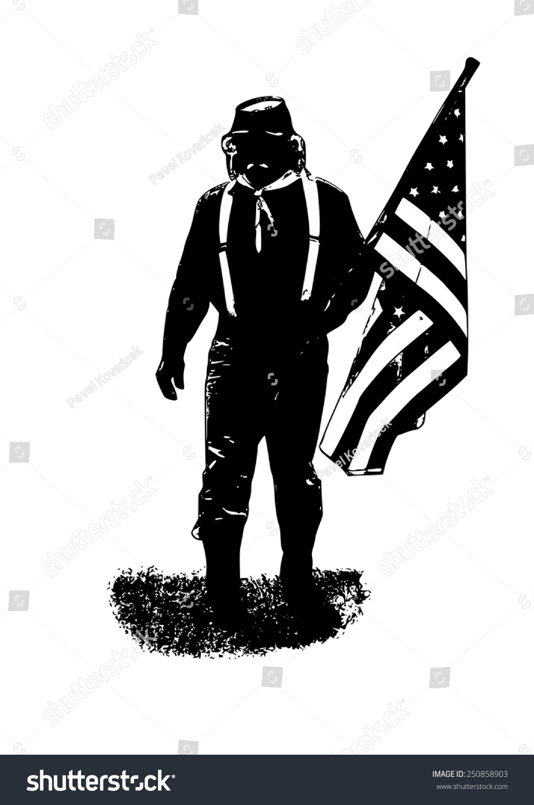 SVG of soldier with the flag of the American Civil War svg