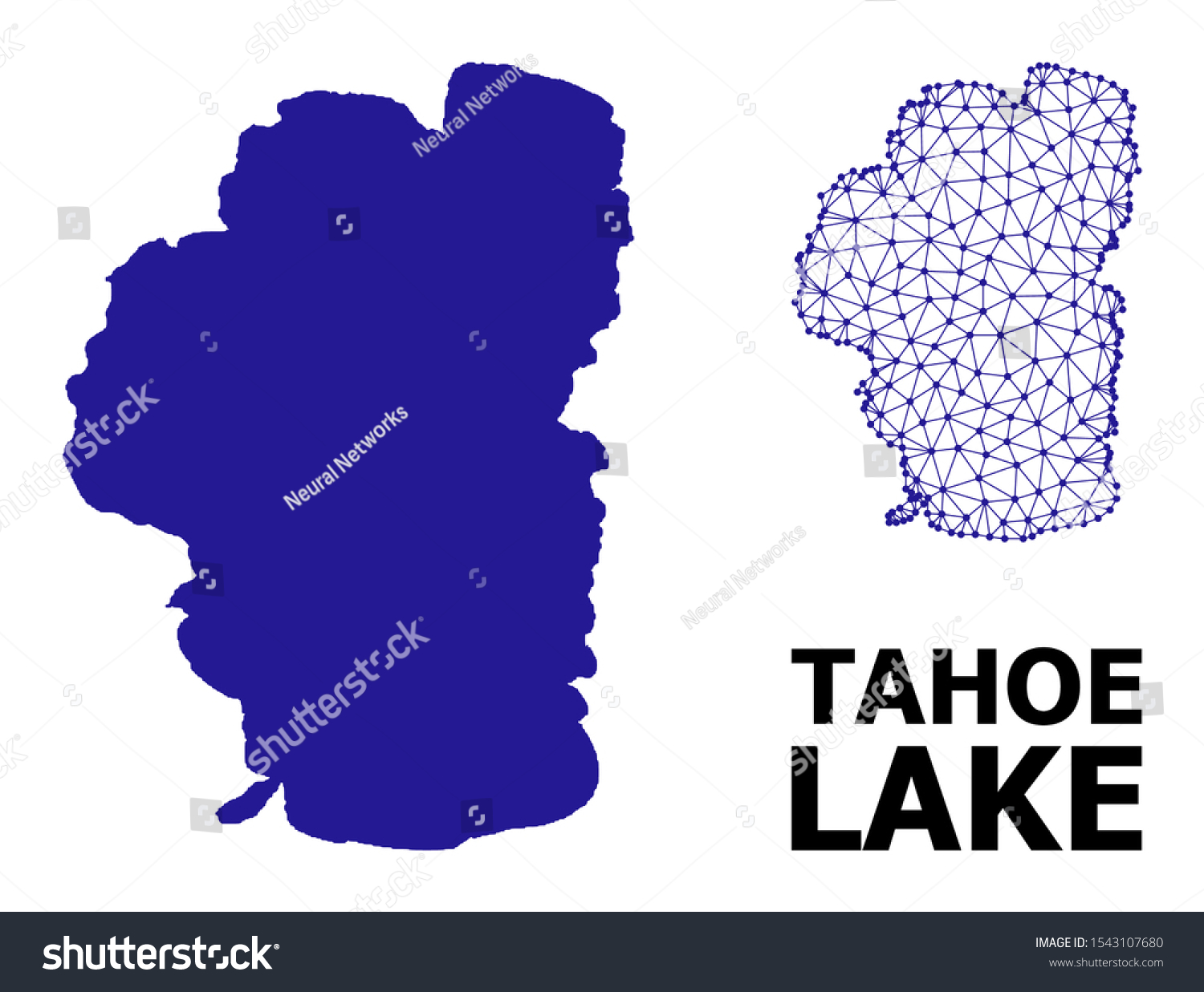 SVG of Solid and mesh vector map of Tahoe Lake. Linear frame 2D polygonal mesh in vector EPS format, geographic templates for patriotic illustrations. Illustrations are isolated on a white background. svg