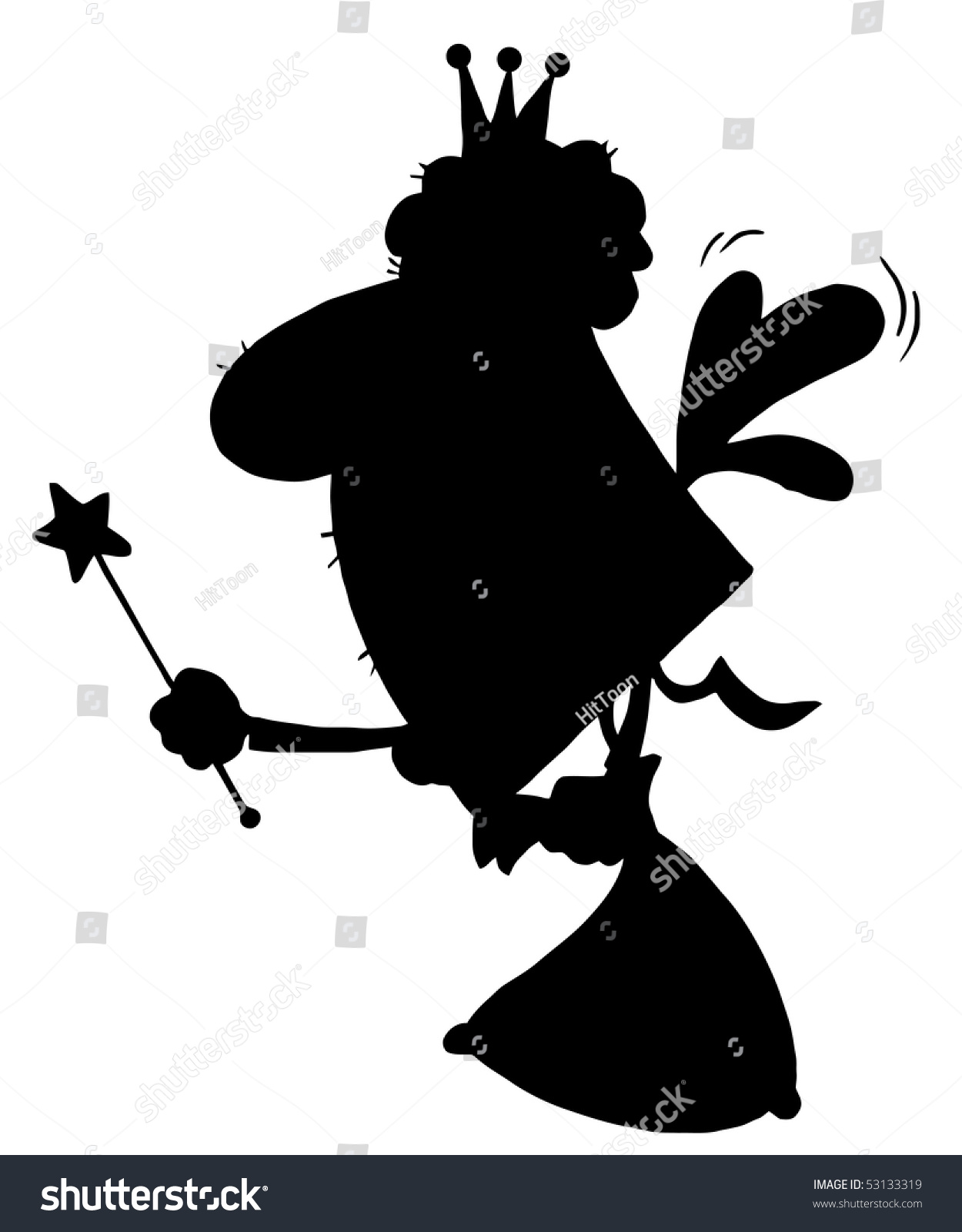 Solid Black Silhouette Of A Fairy Godmother Stock Vector Illustration ...