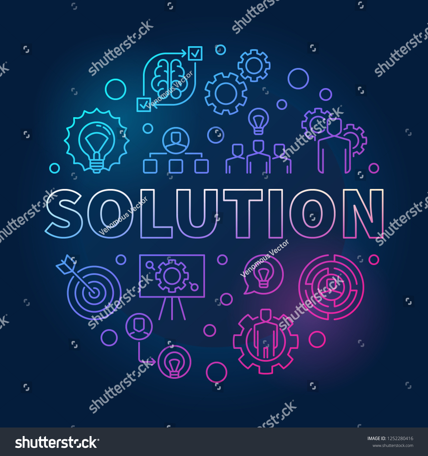 Solution Vector Round Linear Colored Illustration Stock Vector (Royalty
