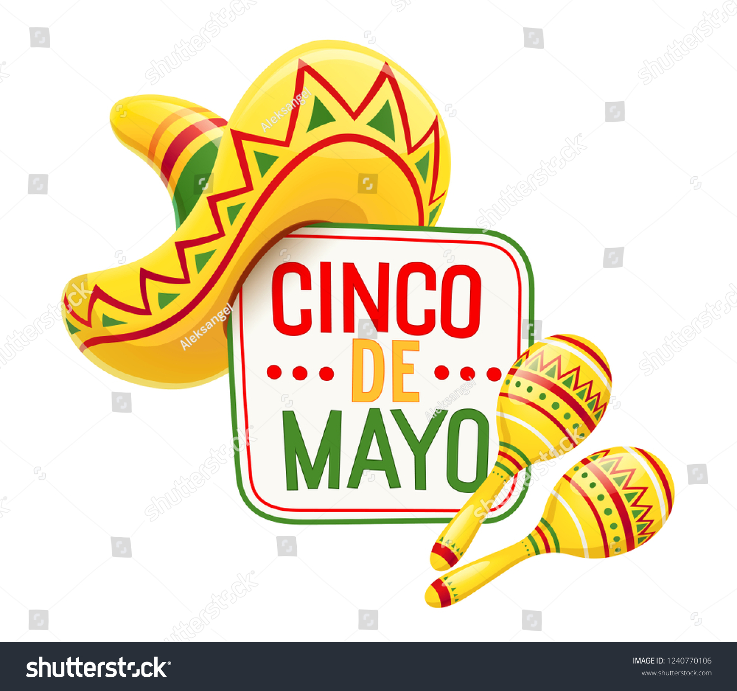 Sombrero Maracas Cinco De Mayo Celebration Stock Vector (Royalty Free ...