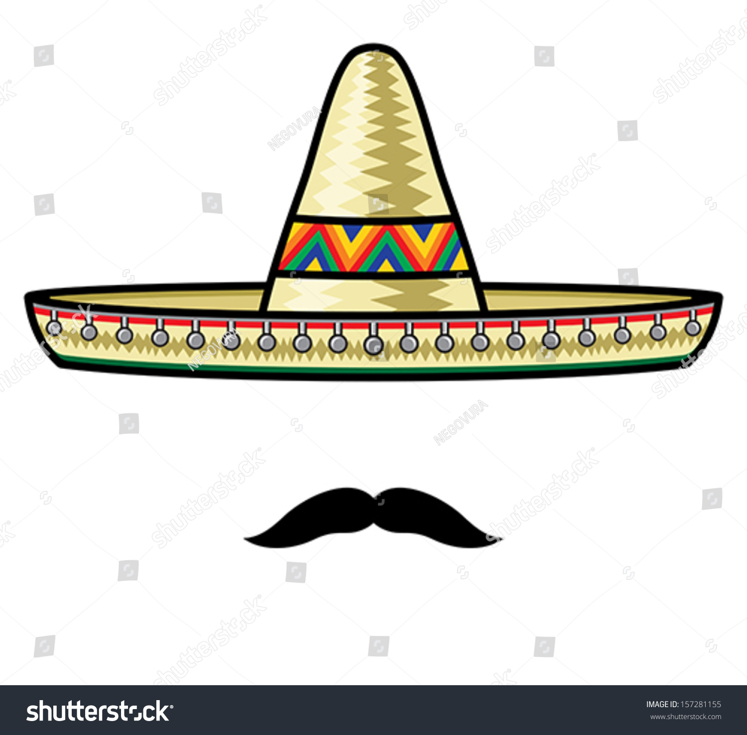 Sombrero And Moustache Stock Vector Illustration 157281155 : Shutterstock