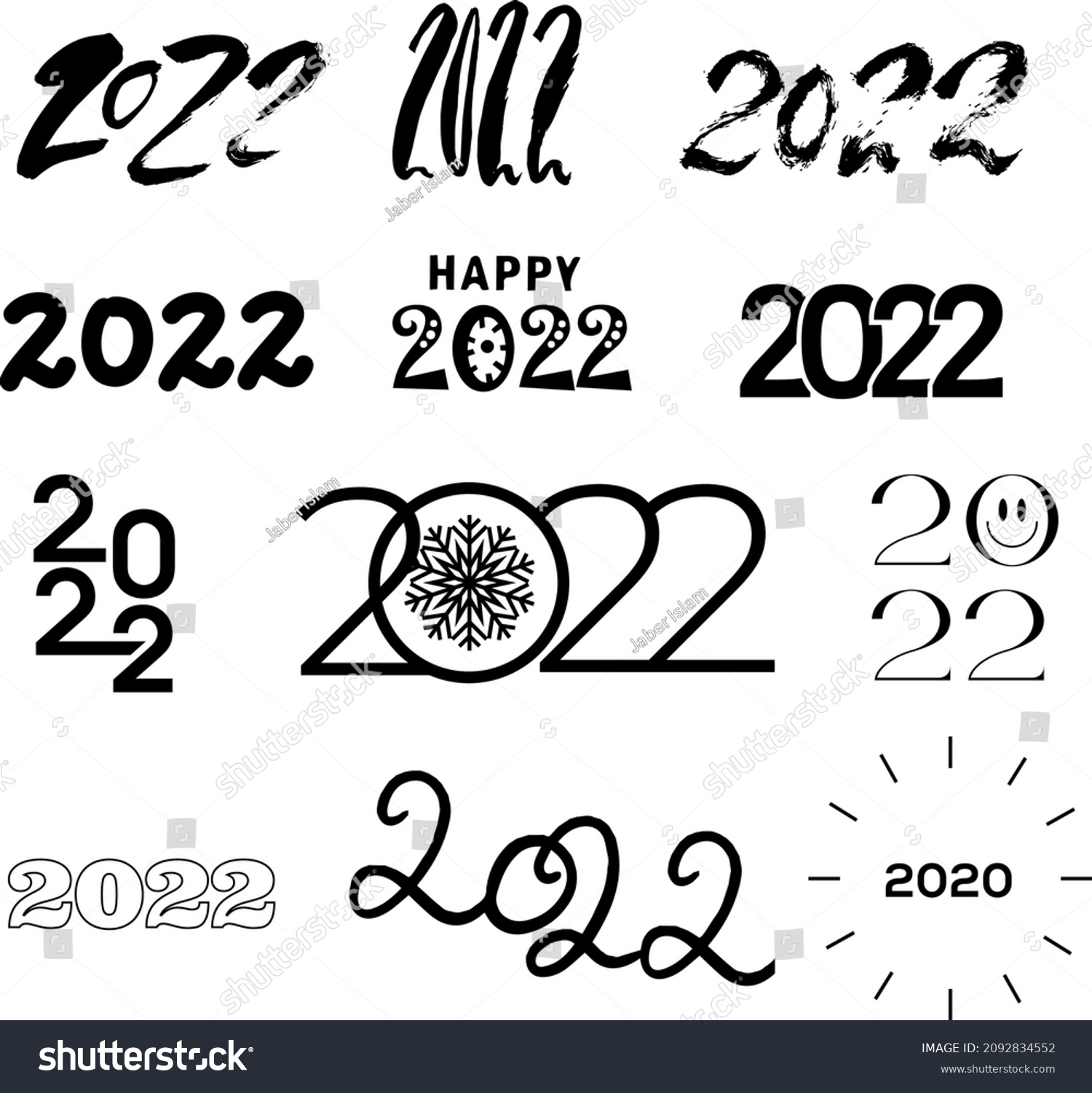 Some Fonts Year Designs Stock Vector (Royalty Free) 2092834552 ...