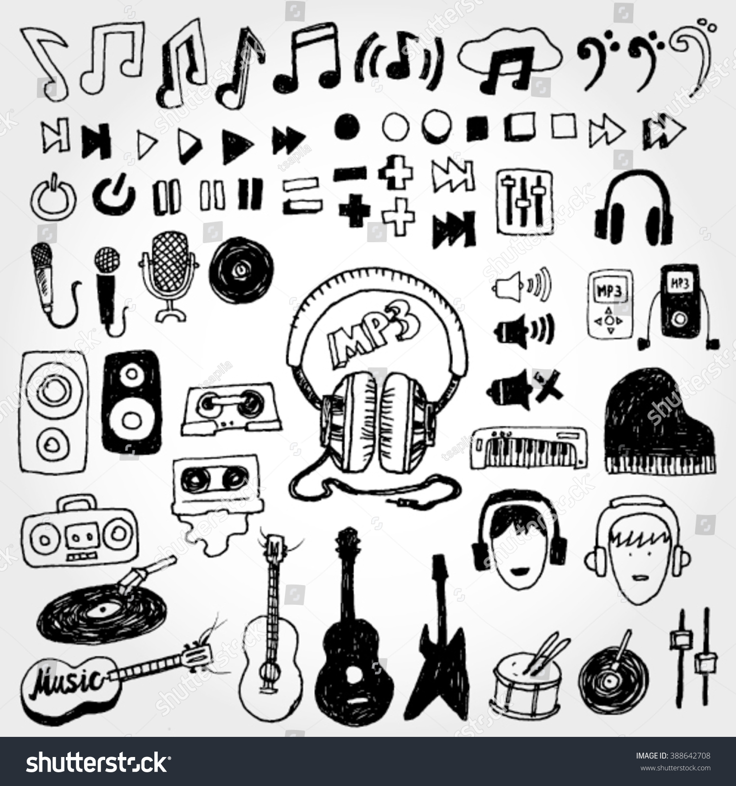 Some Music Doodles Stock Vector Illustration 388642708 : Shutterstock