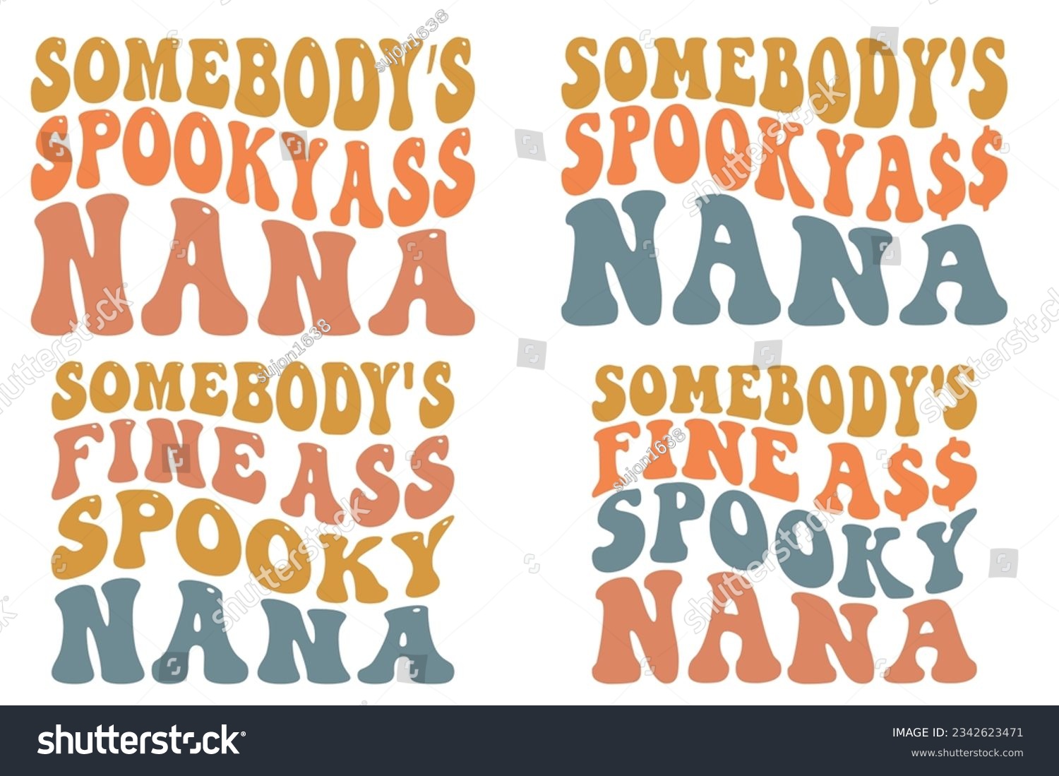 SVG of Somebody’s Spooky ass Nana, Somebody’s Fine ass Spooky Nana retro wavy SVG Halloween T-shirt designs svg
