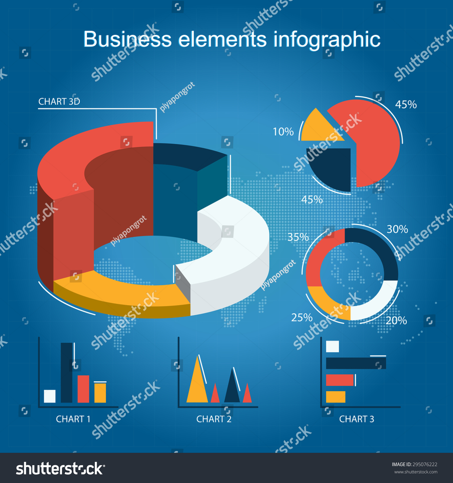 Sometric 3d Vector Charts. Pie Chart And Donut Chart, Layers Graphs And ...