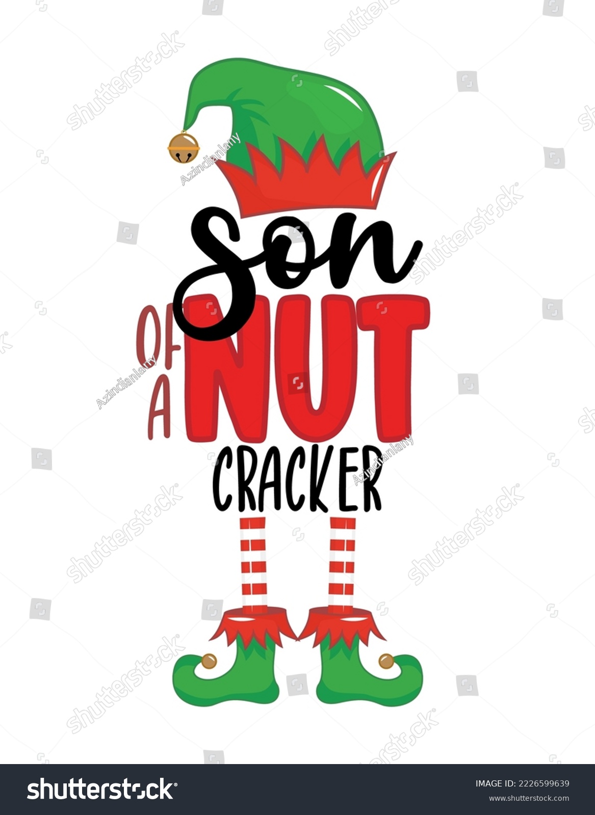 SVG of Son of a Nutcracker - phrase for Christmas Elf. kid clothes or ugly sweaters. Hand drawn lettering for Xmas greetings cards, invitations. Good for t-shirt, mug, gift, printing press. Swear pun. svg