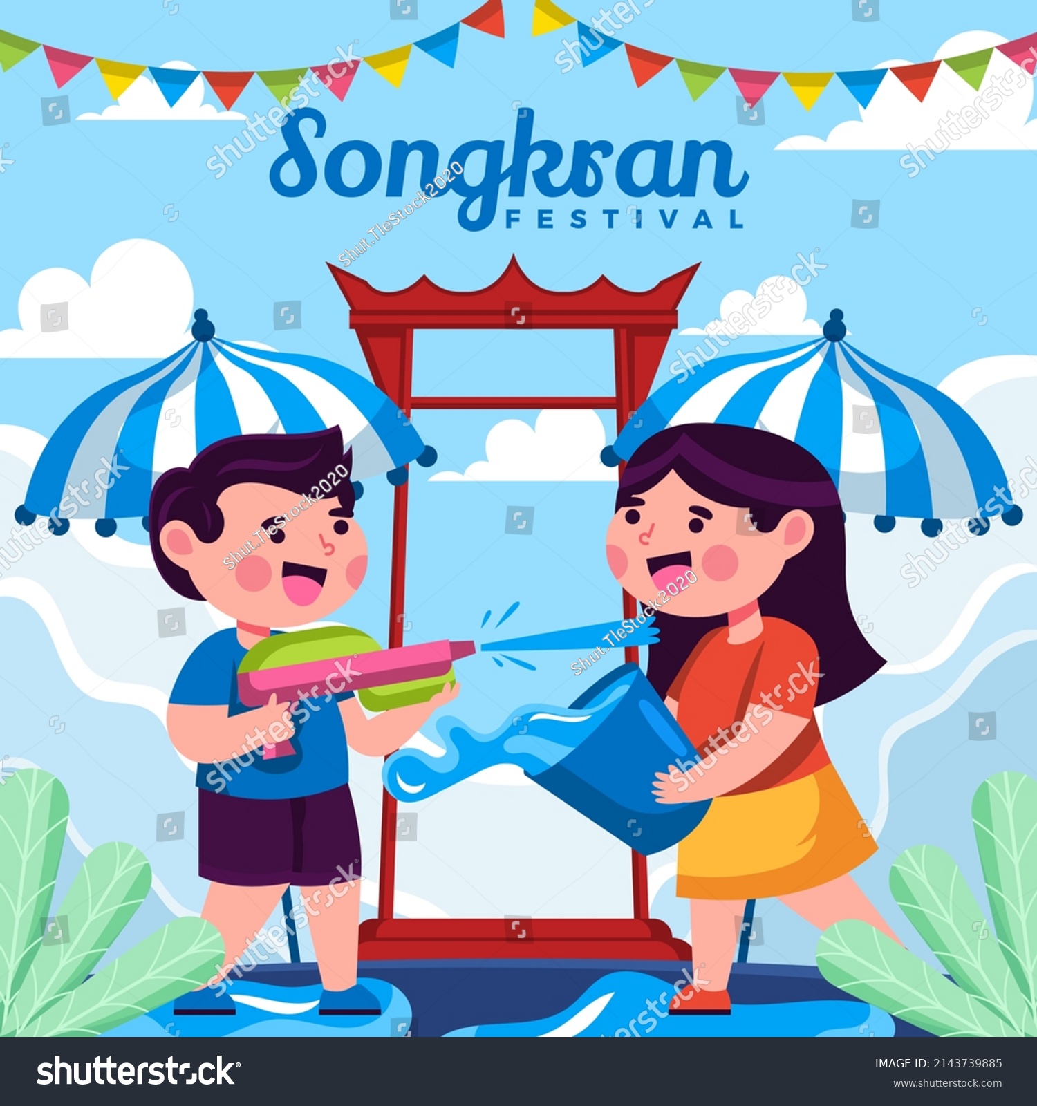 Songkran Festival Thailand Summer April Thai Stock Vector (Royalty Free ...