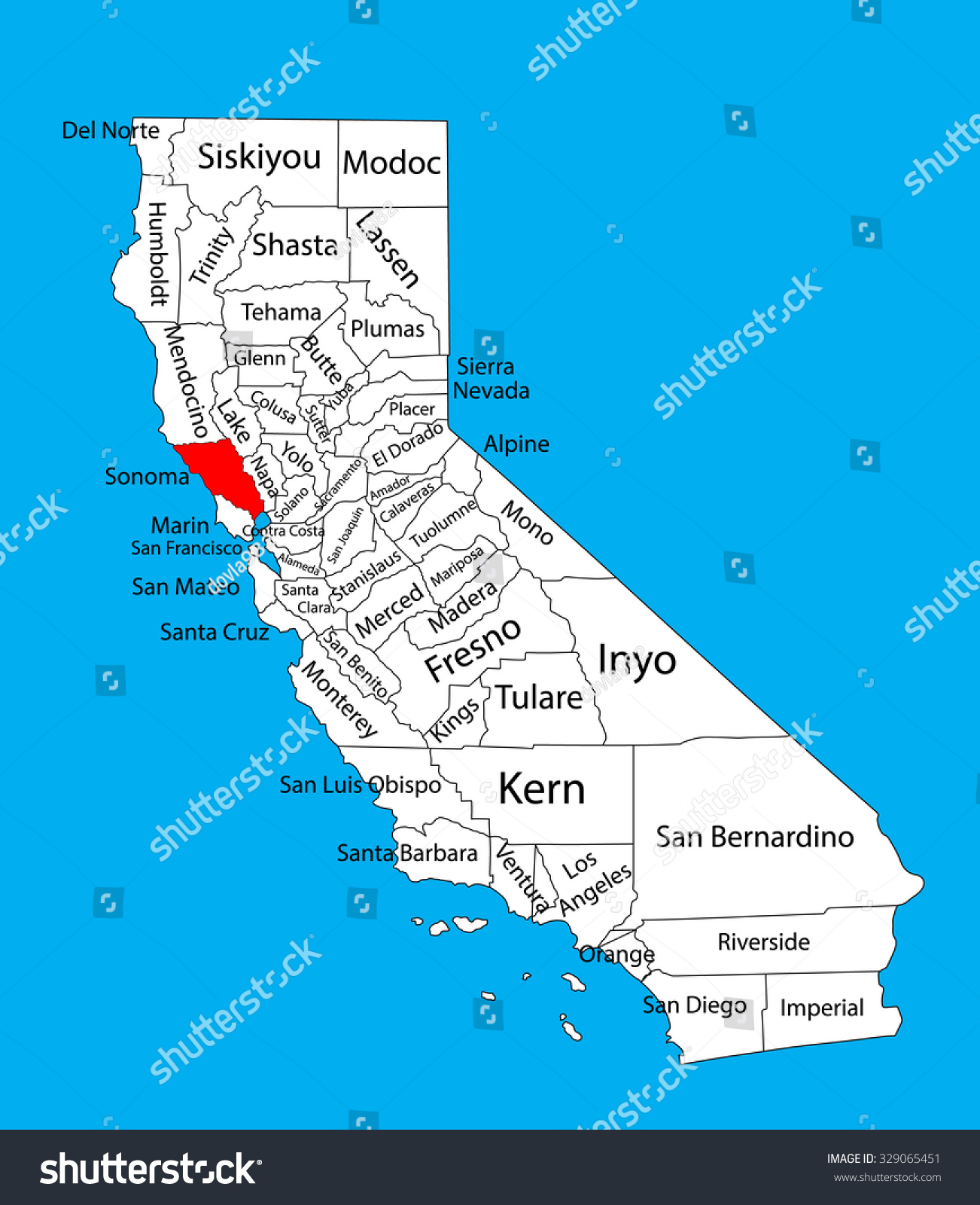 Sonoma County California United States America Stock Vector