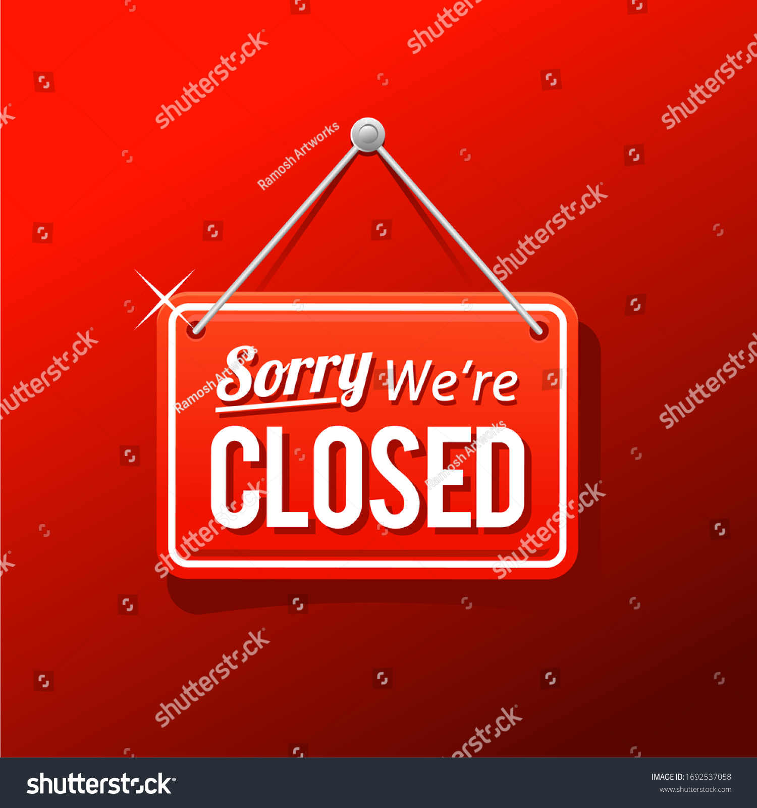 Sorry Were Closed Sign Red Color Stock Vector (Royalty Free) 1692537058 ...