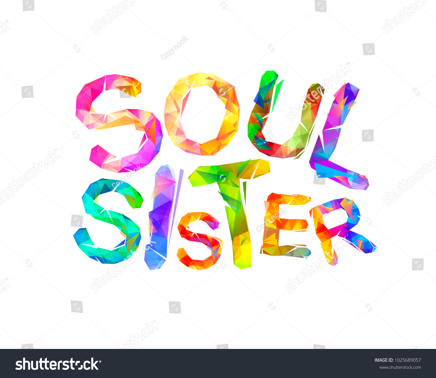 SVG of Soul sister. Vector triangular colorful letters on white background svg