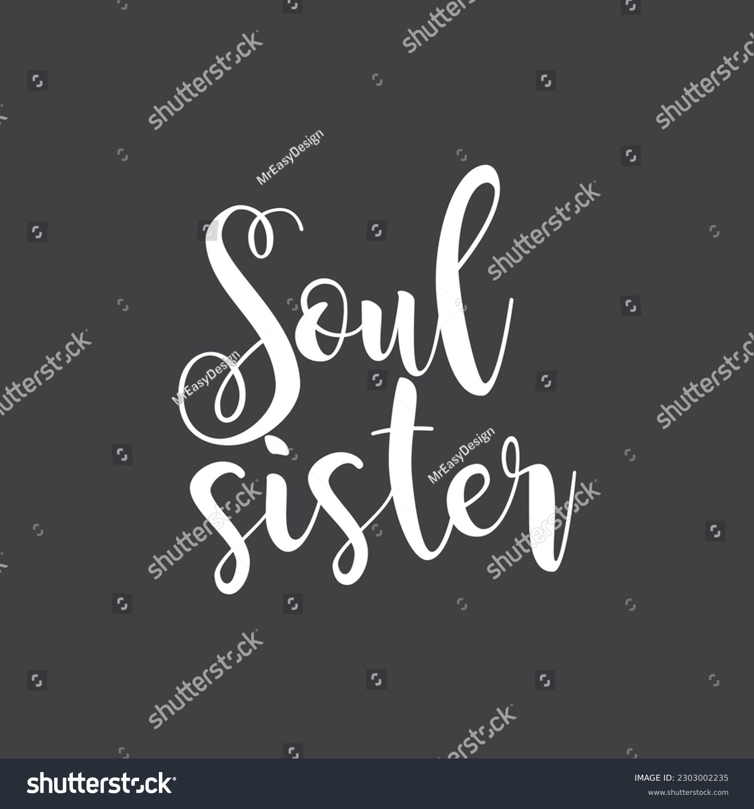 SVG of soul sister with lettering design on dark background. svg