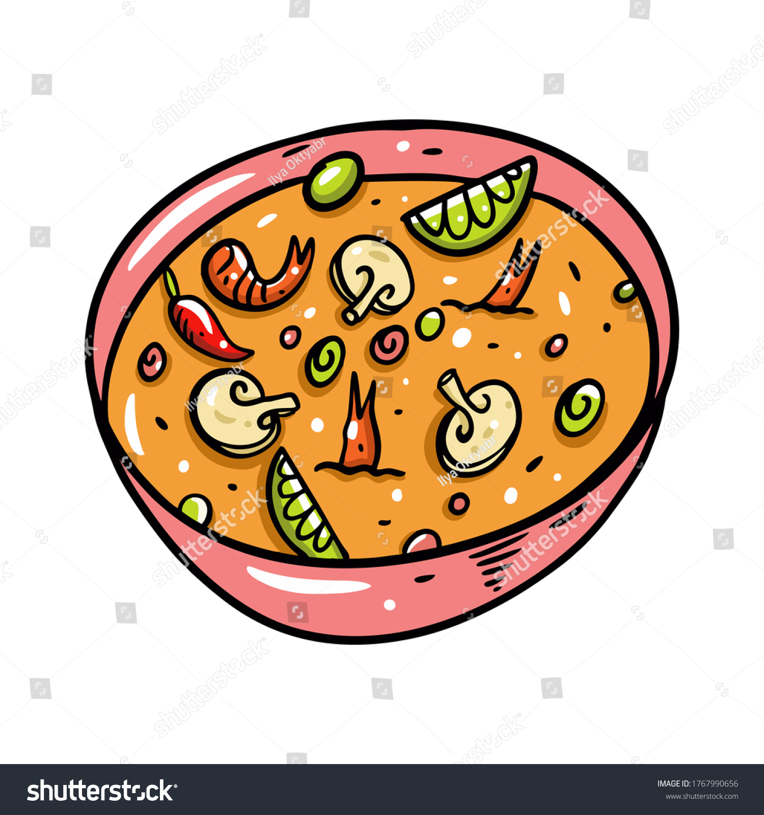 Soup Asia Street Food Tom Yum Stock Vector (Royalty Free) 1767990656