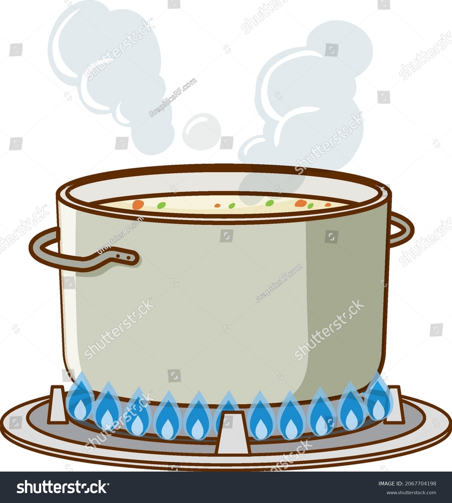 Soup Pot Boiling On Gas Stove Stock Vector (Royalty Free) 2067704198