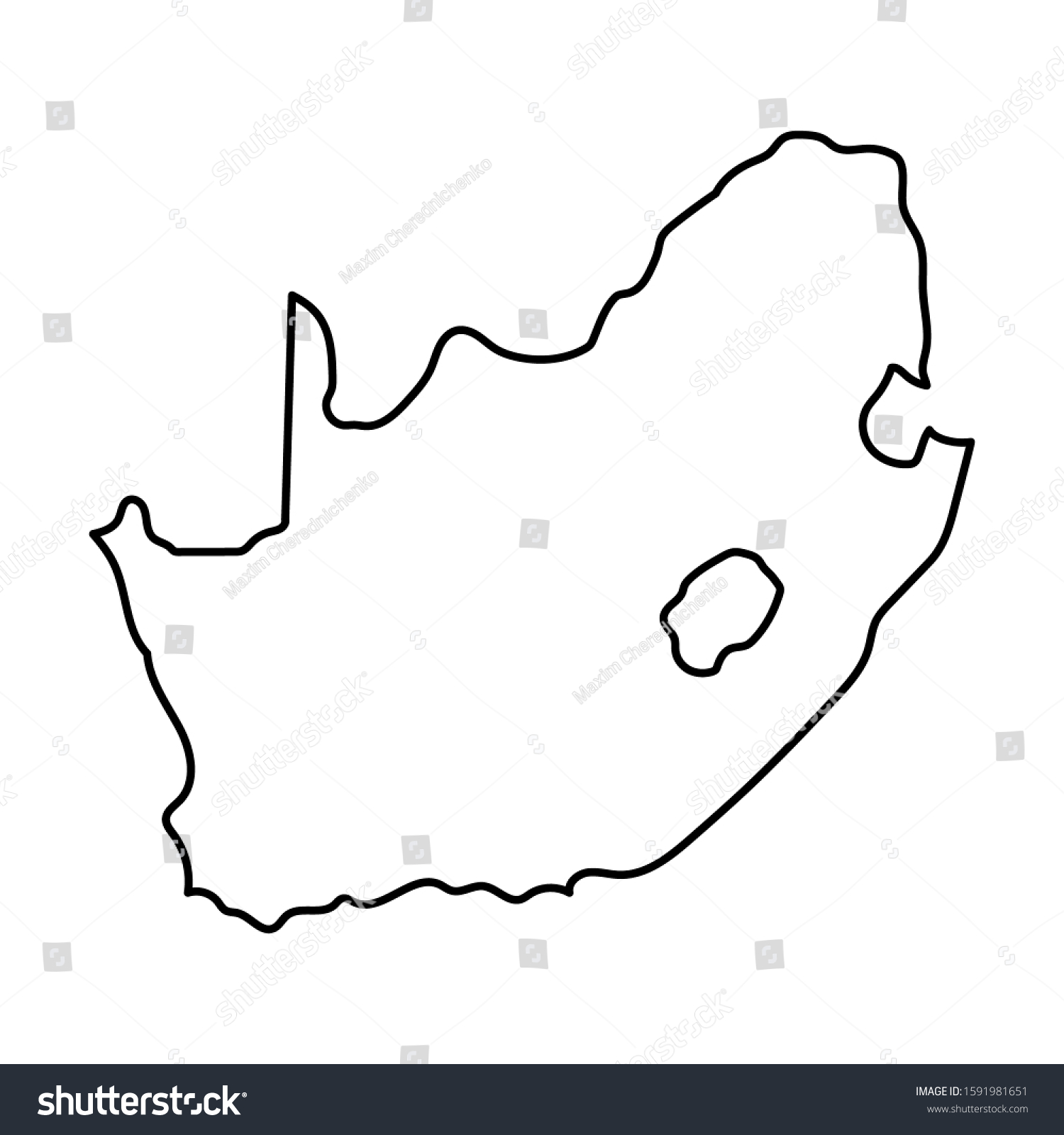 South Africa Map Line Outline Country Stock Vector (Royalty Free ...