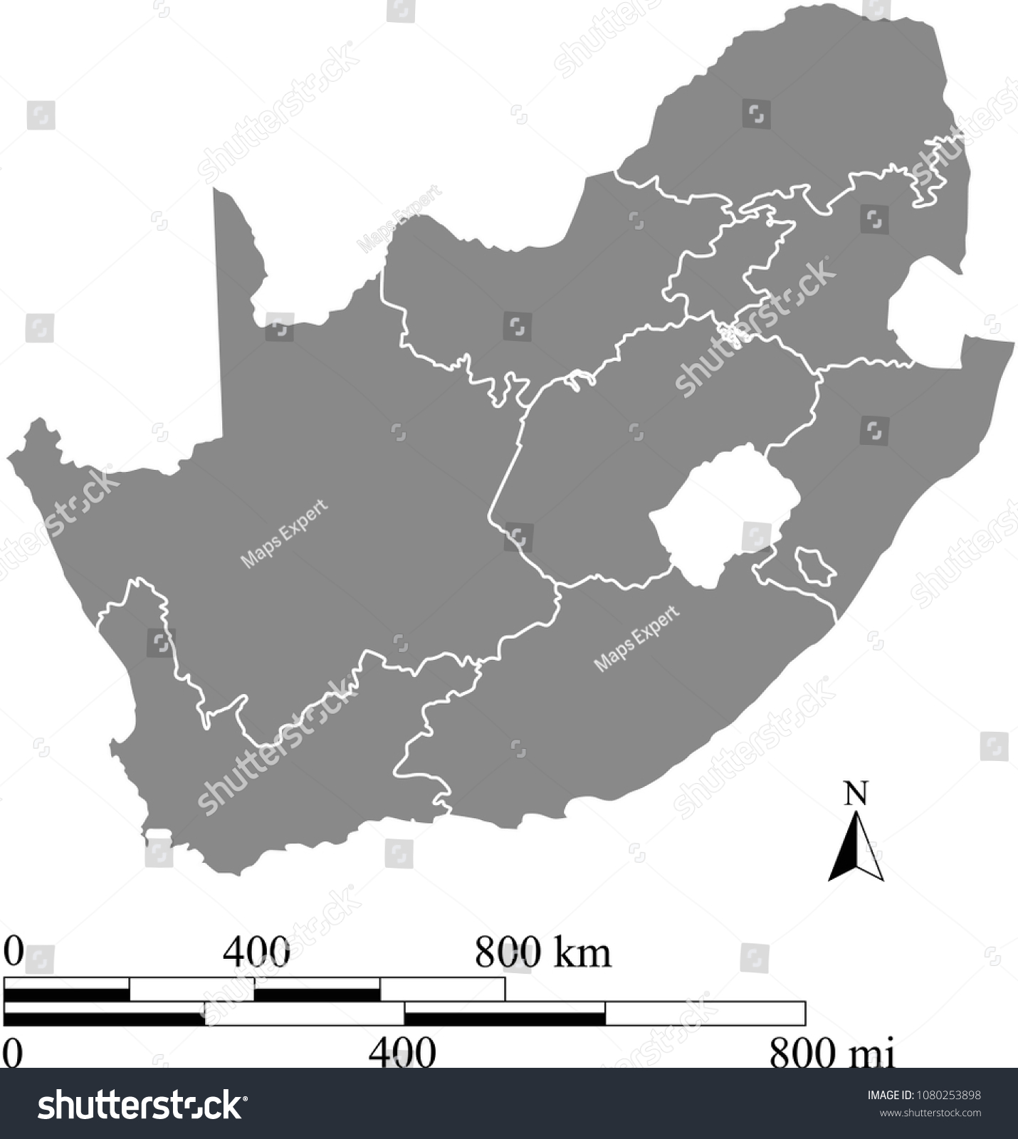 South Africa Map Vector Outline Scales Stock-vektor (royaltyfri) 1080253898