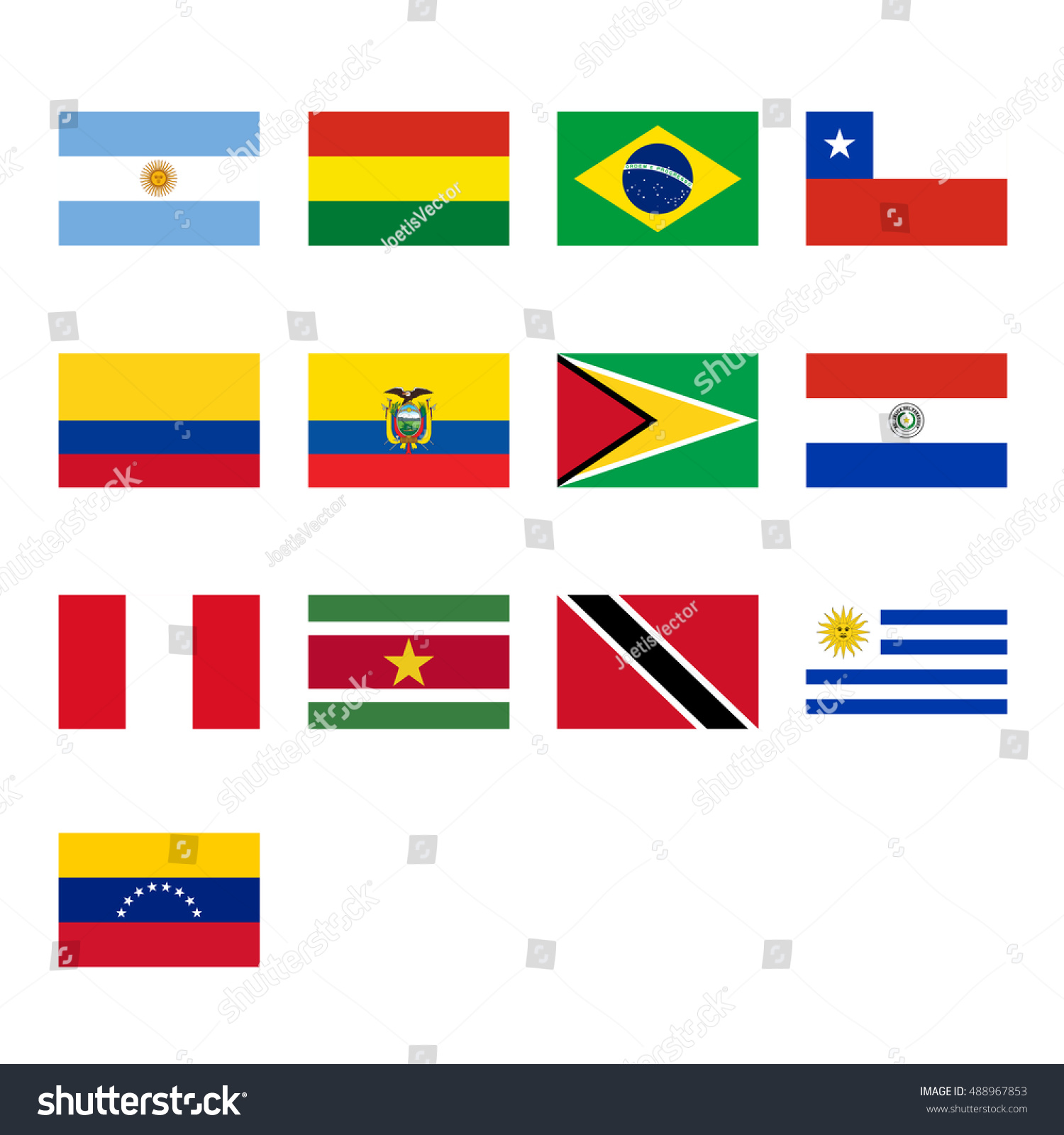 South America Flags Stock Vector 488967853 - Shutterstock