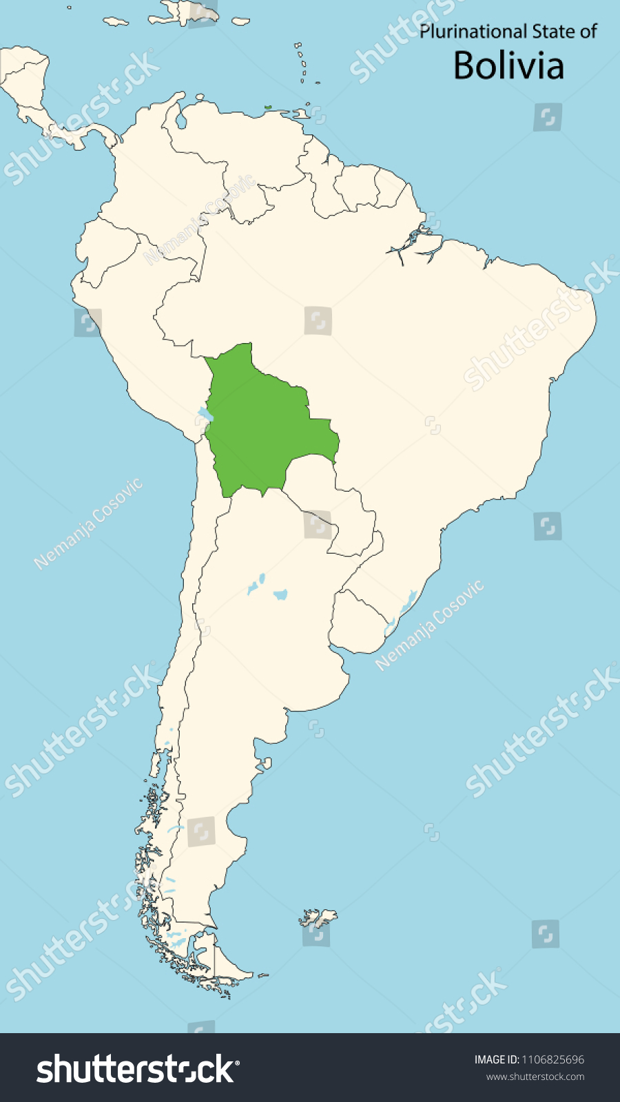South America Map Bolivia Stock Vector (Royalty Free) 1106825696 ...