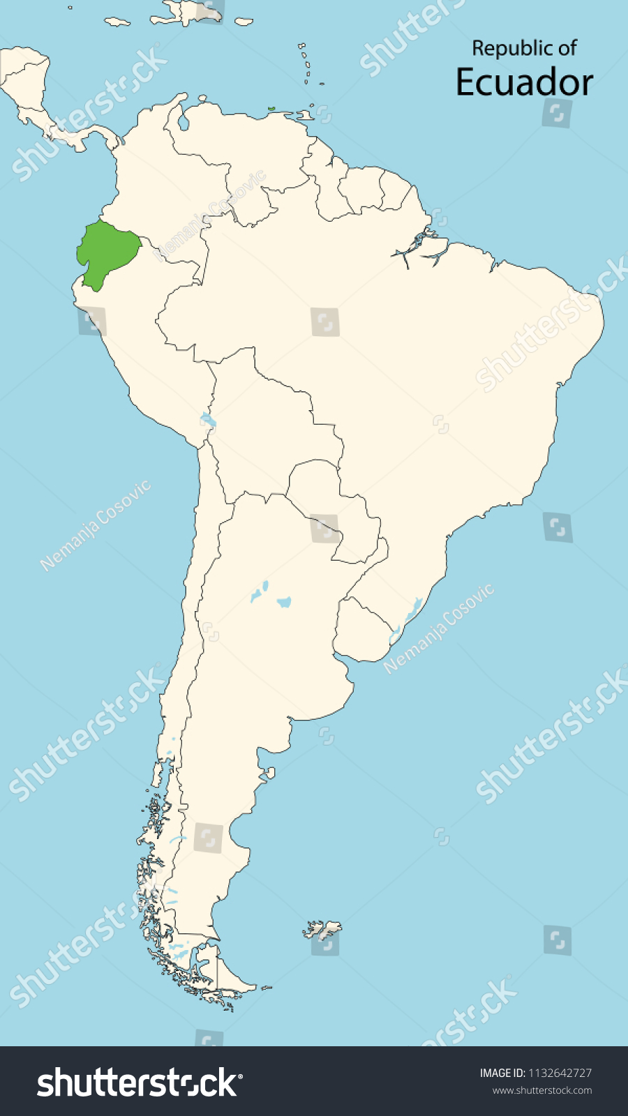 South America Map Ecuador Stock Vector Royalty Free 1132642727 Stock Vector South America Map Ecuador 1132642727