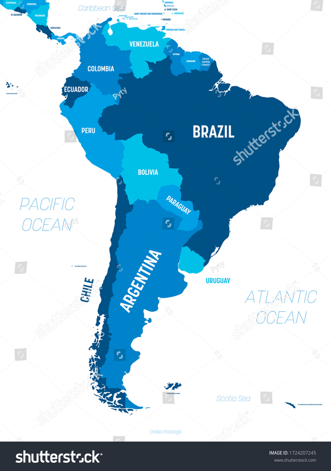 South America Region Map Countries Southern Stock Vector Royalty Free Shutterstock