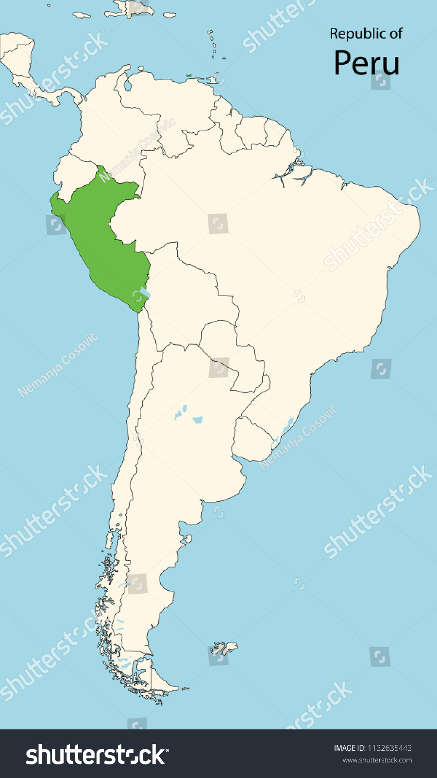 South America Map Peru Stock Vector Royalty Free 1132635443 Stock Vector South America Map Peru 1132635443