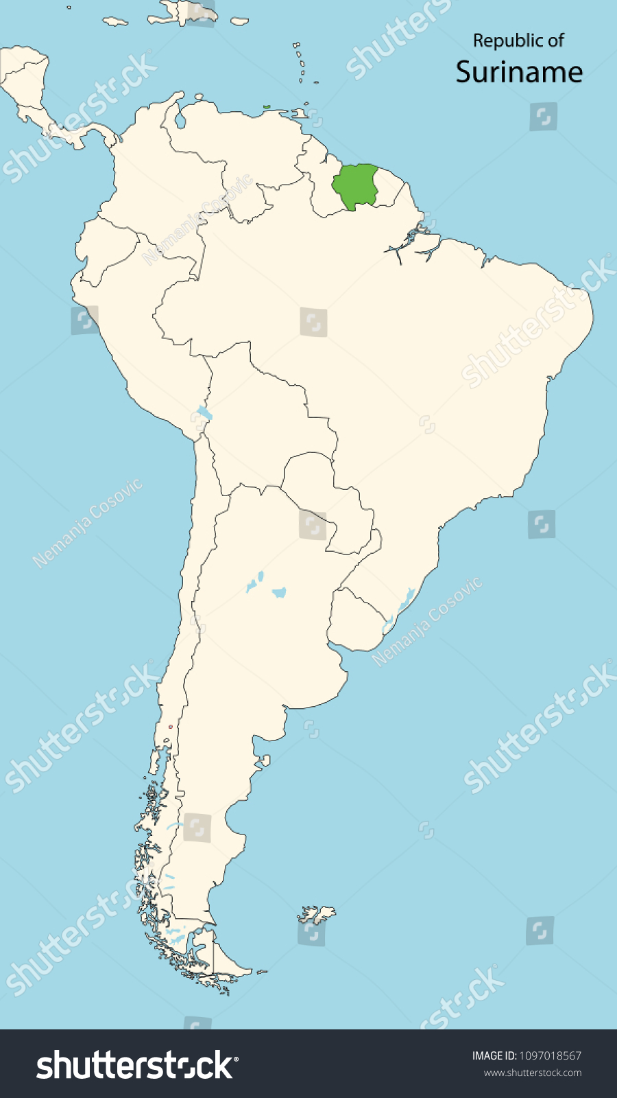 South America Map Suriname Stock Vector (Royalty Free) 1097018567