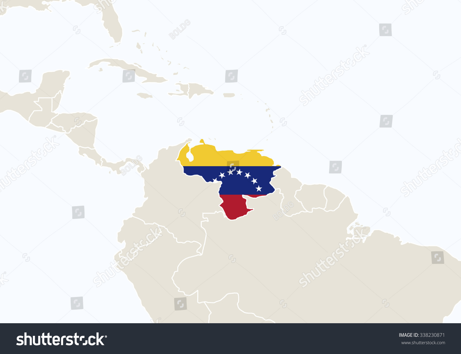 South America With Highlighted Venezuela Map. Vector Illustration ...