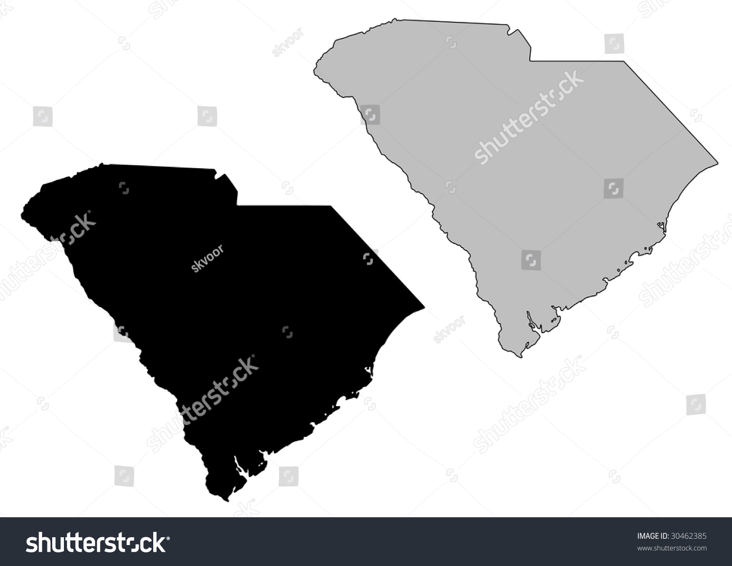 South Carolina Map. Black And White. Mercator Projection. Stock Vector ...