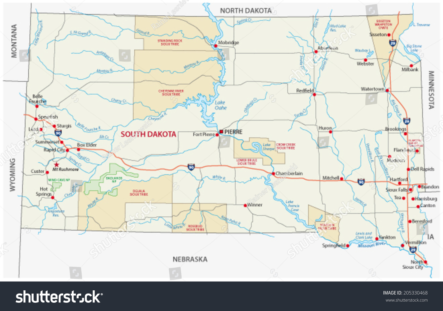 Sioux Reservation South Dakota Map South Dakota Indian Reservation Map Stock Vector (Royalty Free) 205330468 |  Shutterstock