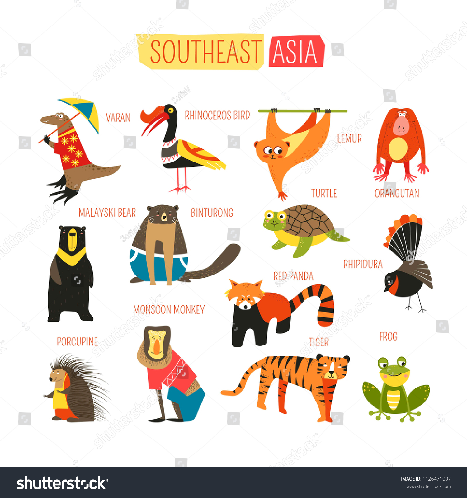 SVG of South East Asia animals vector cartoon design svg