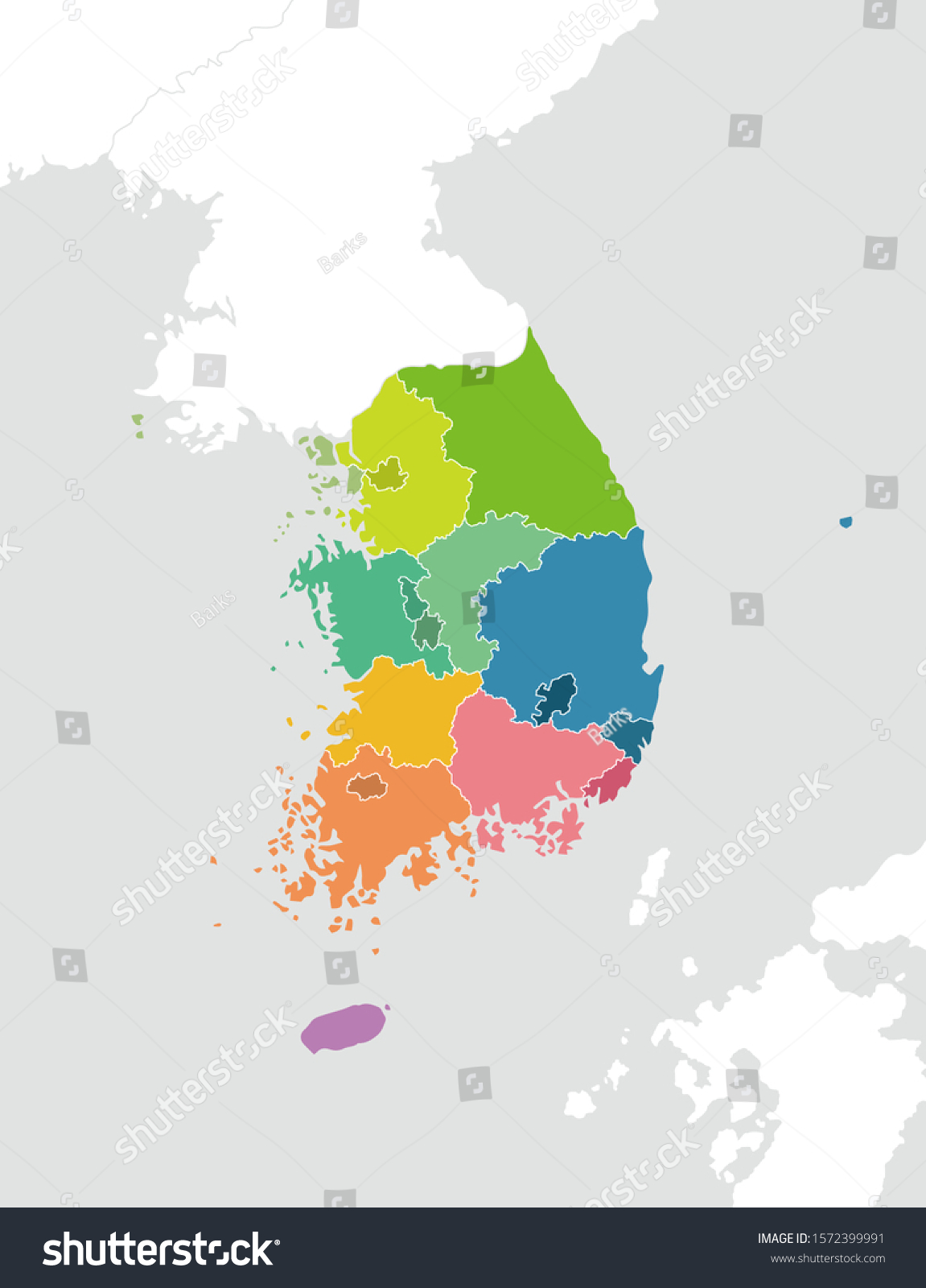 South Korea Administrative Divisions Map No Stock Vector (Royalty Free ...