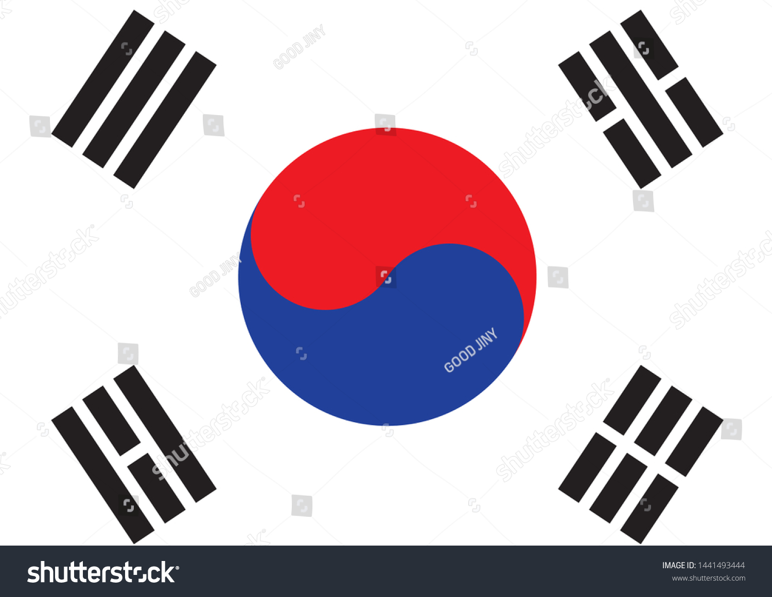 South Korea Flag Drawing South Korea Stock Vector (royalty Free) 1441493444